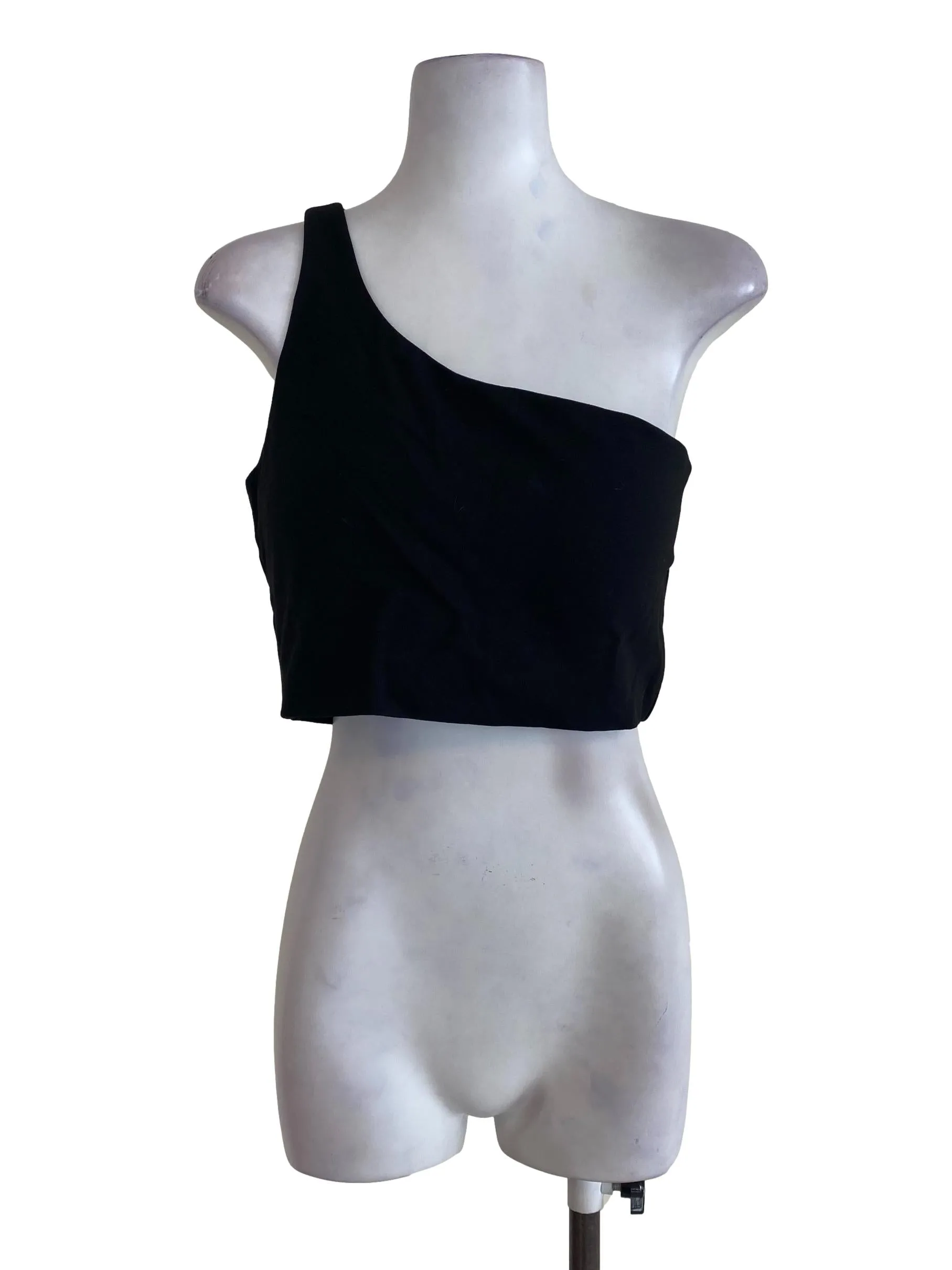 One Shoulder Black Crop Top