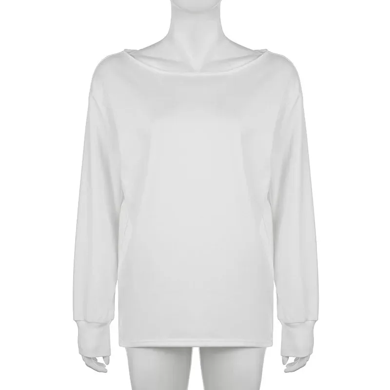 One-Shoulder Loose Casual Sweatshirt – Effortless Streetwear Staple