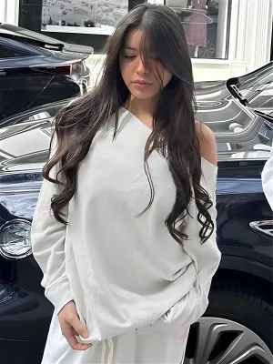 One-Shoulder Loose Casual Sweatshirt – Effortless Streetwear Staple