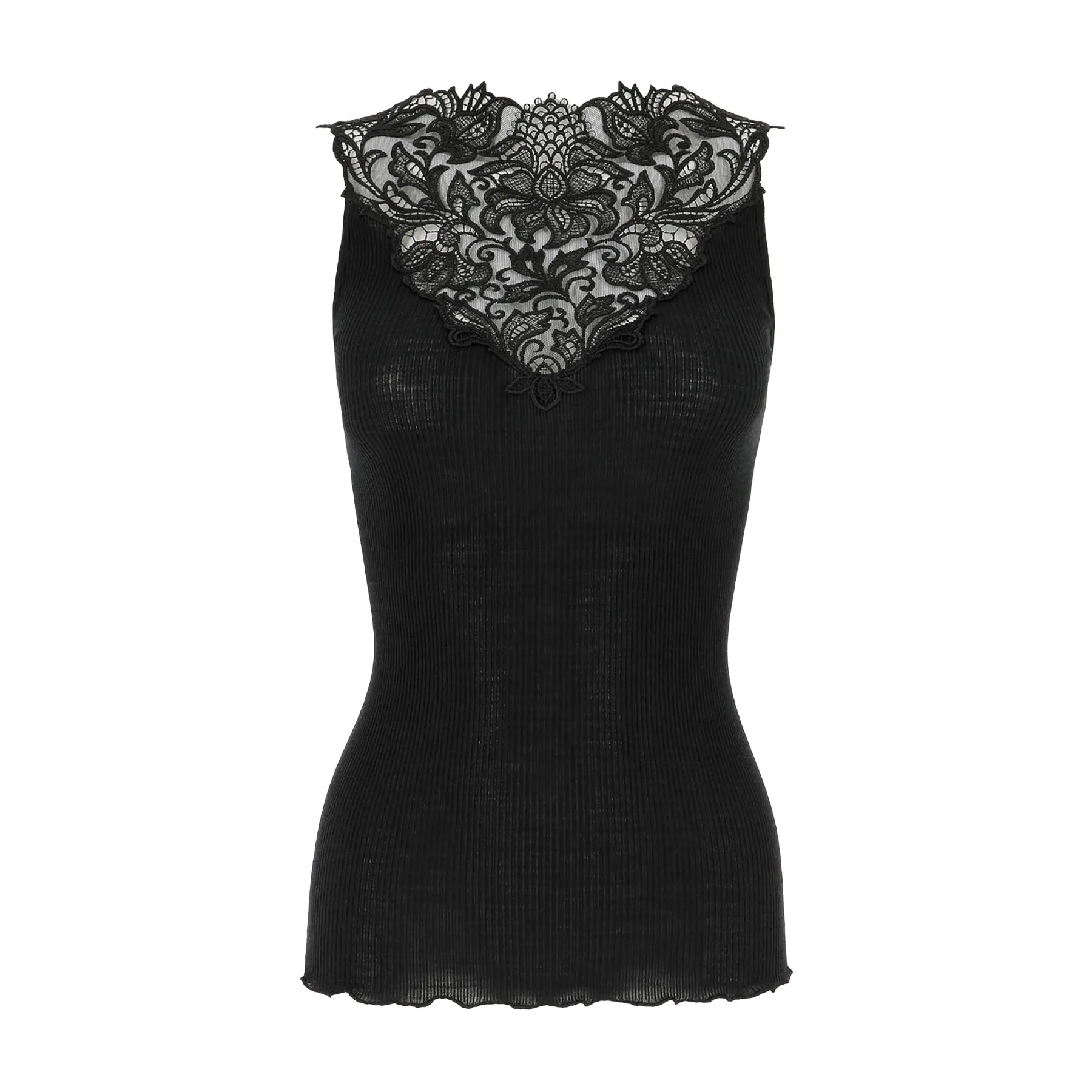 Oscalito Scollo Tulle Macramé Embroidered Neck Tank