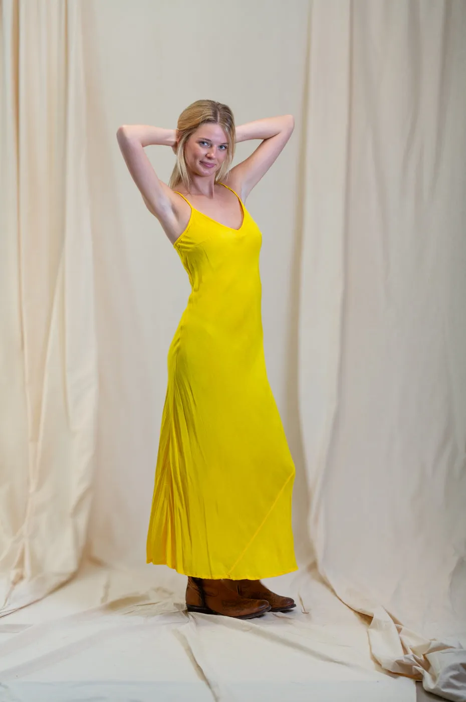 Otomo Silk Slip Maxi Yellow