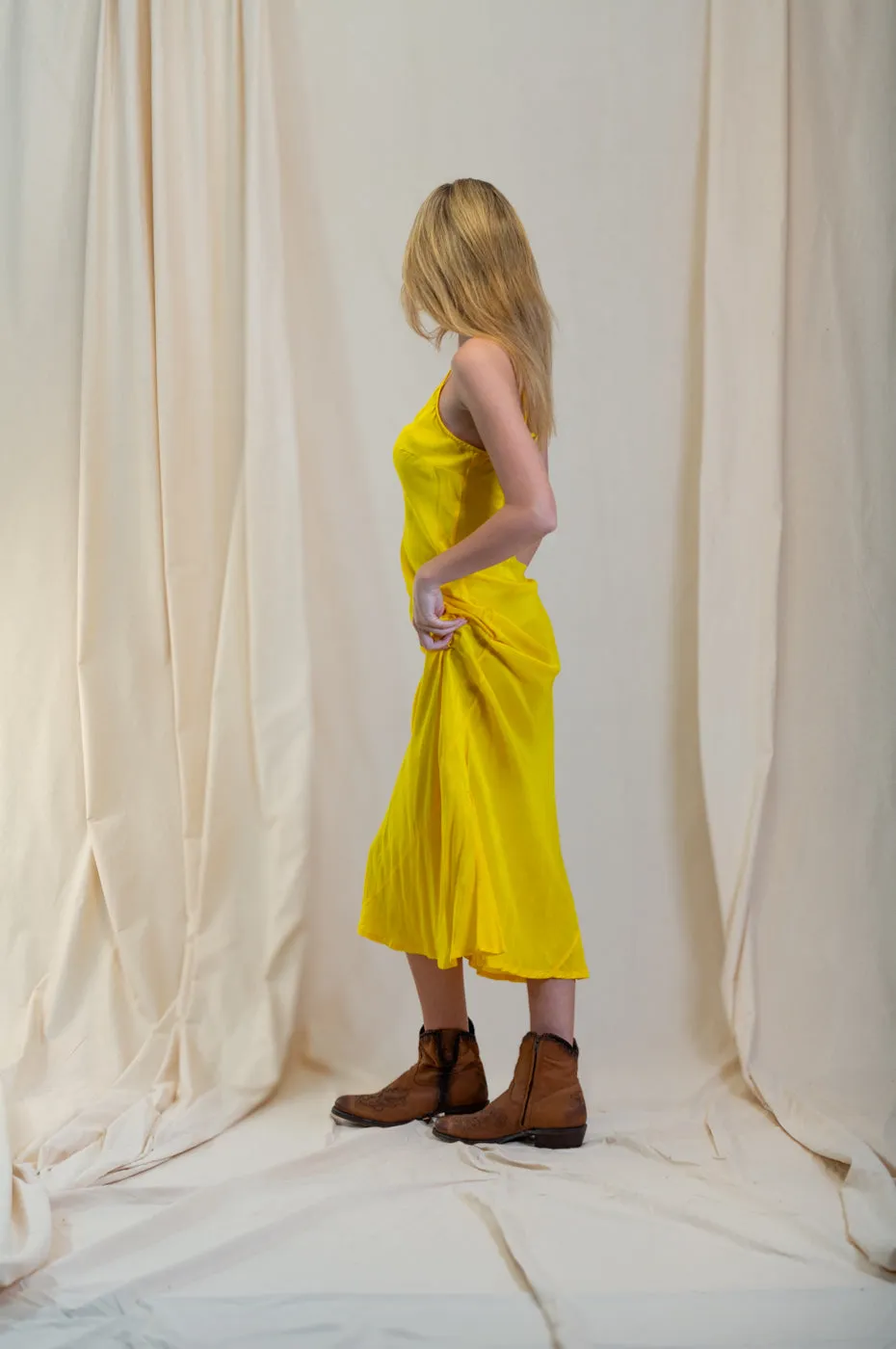 Otomo Silk Slip Maxi Yellow