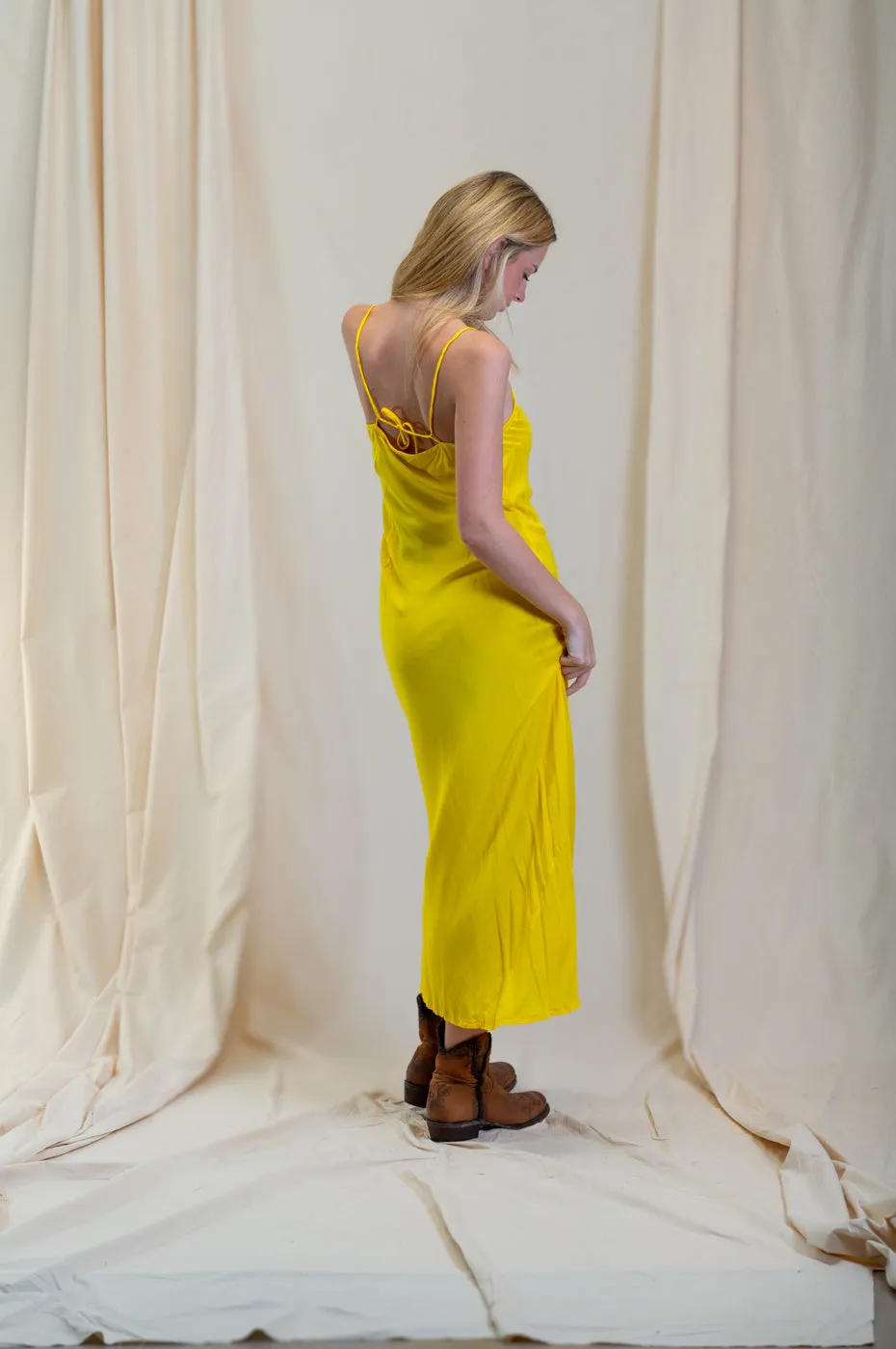 Otomo Silk Slip Maxi Yellow