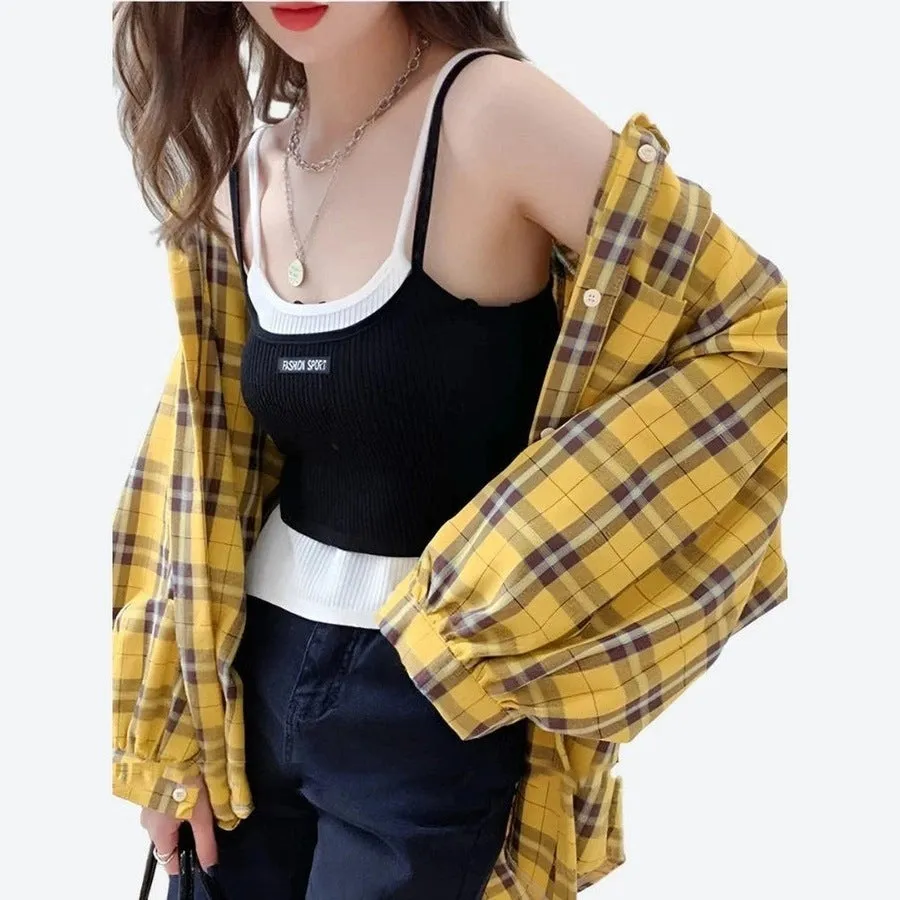 Oversized Lightweight Plaid Cotton Shirts