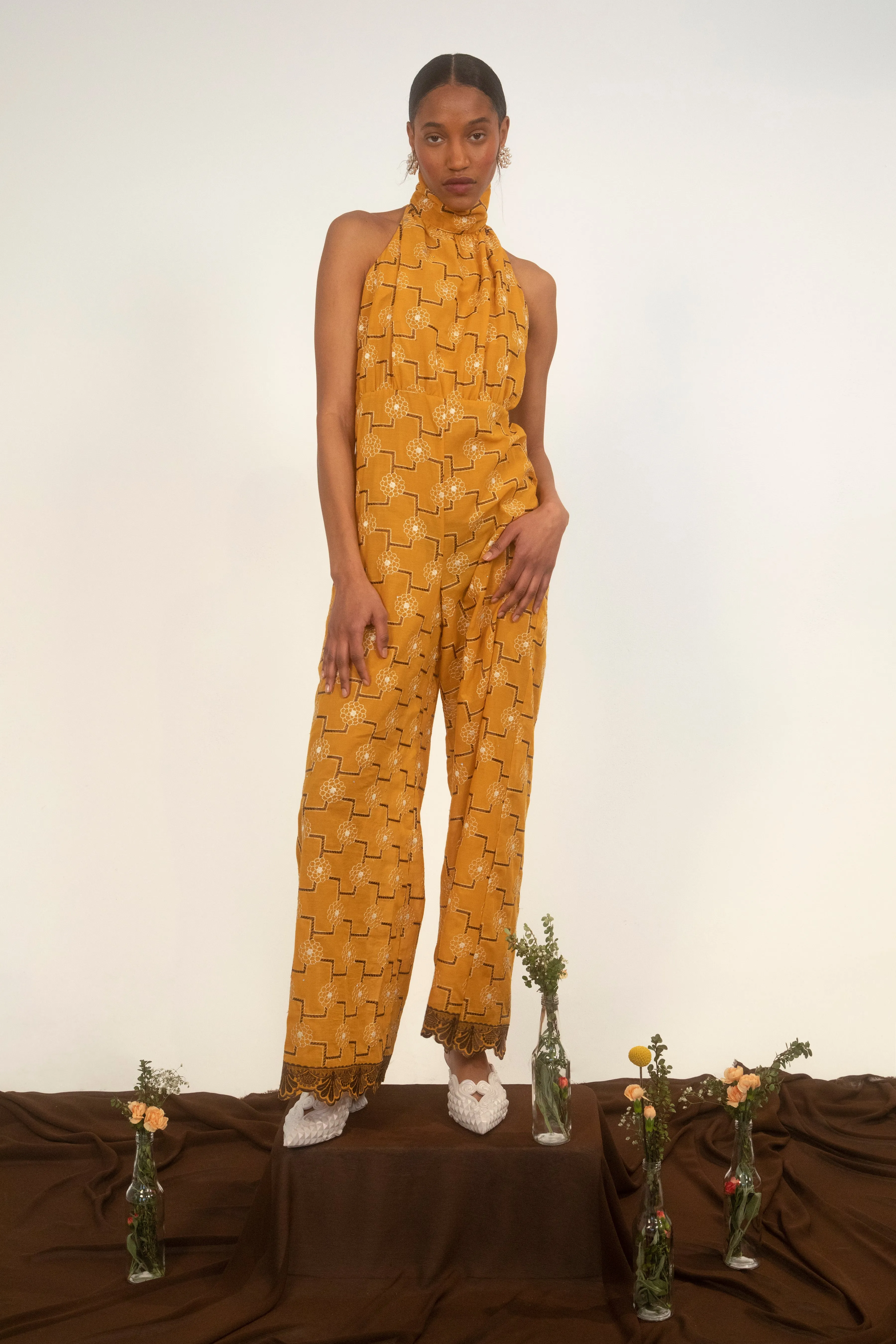 Oya Palazzo Jumper - Tan/Orange