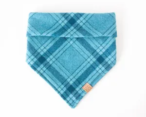 Pacific Blue Plaid Flannel Dog Bandana (Personalization Available)