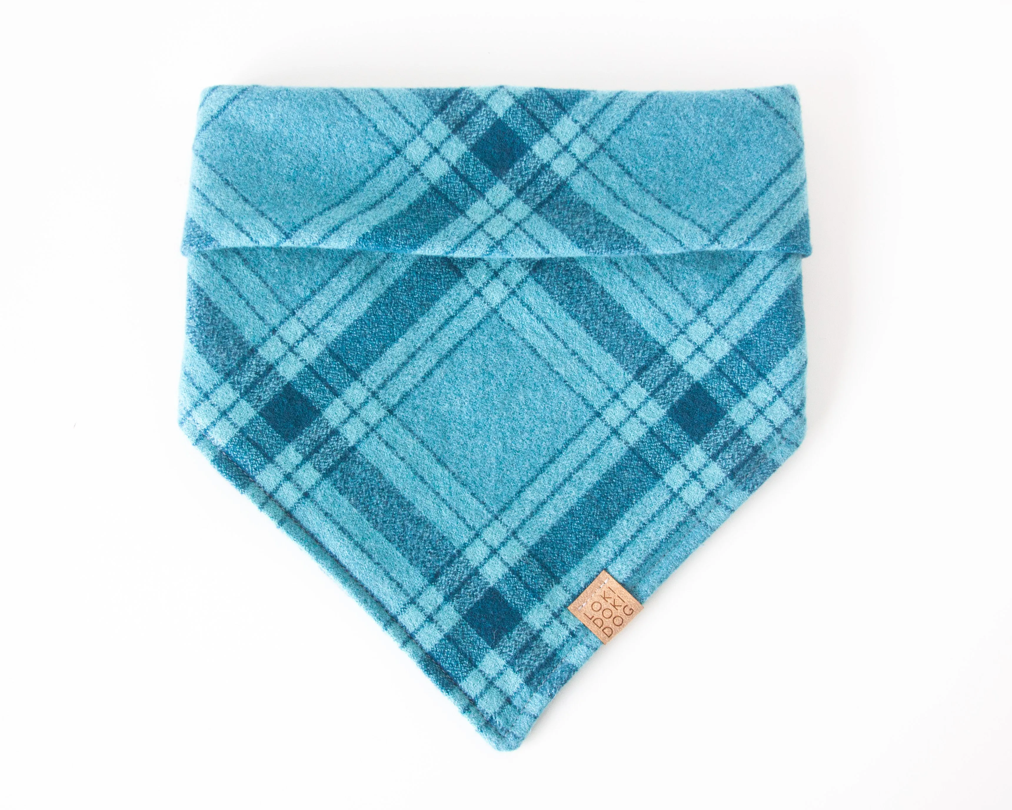 Pacific Blue Plaid Flannel Dog Bandana (Personalization Available)