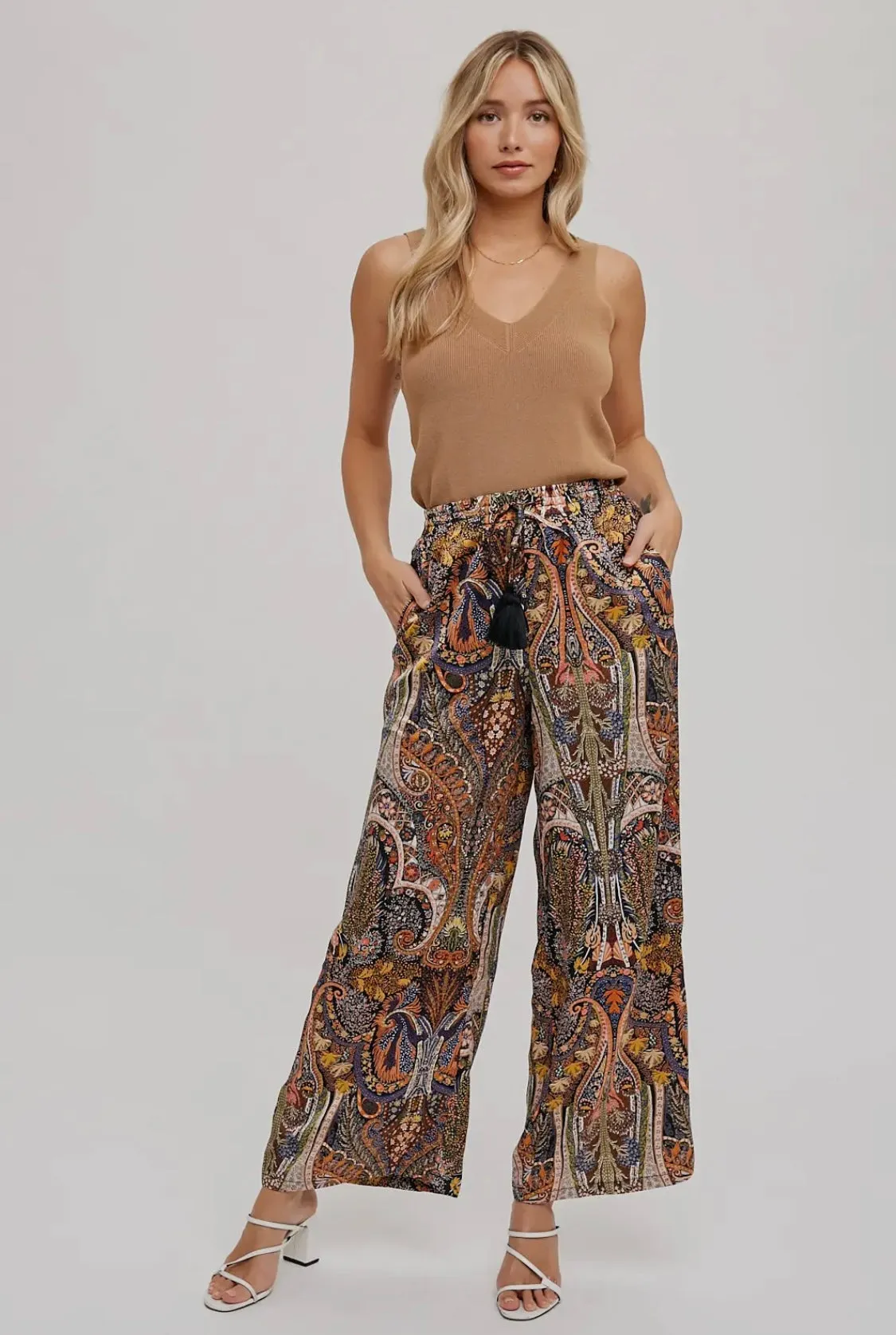 Paisley Printed Wide Pants