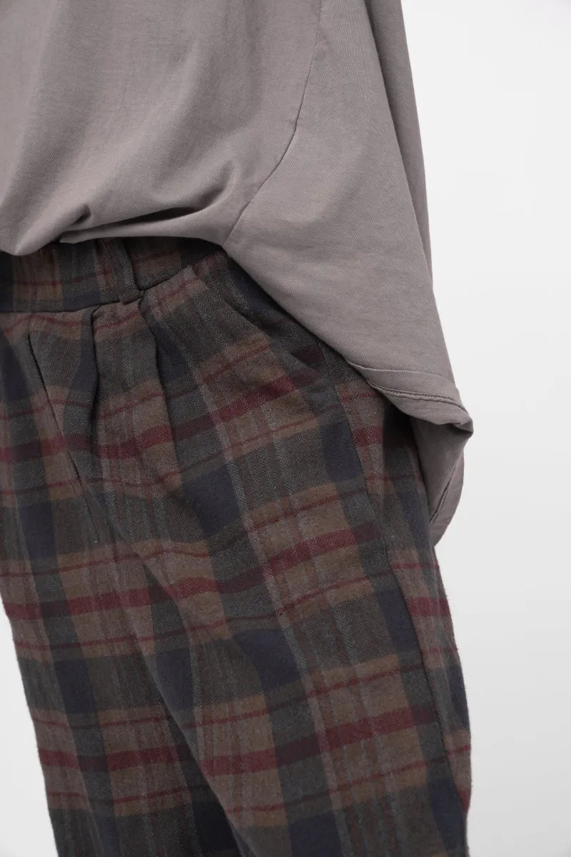Palazzo Plaid Cotton Pant