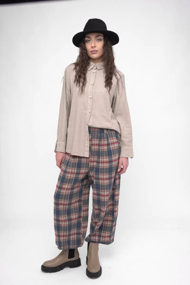Palazzo Plaid Cotton Pant