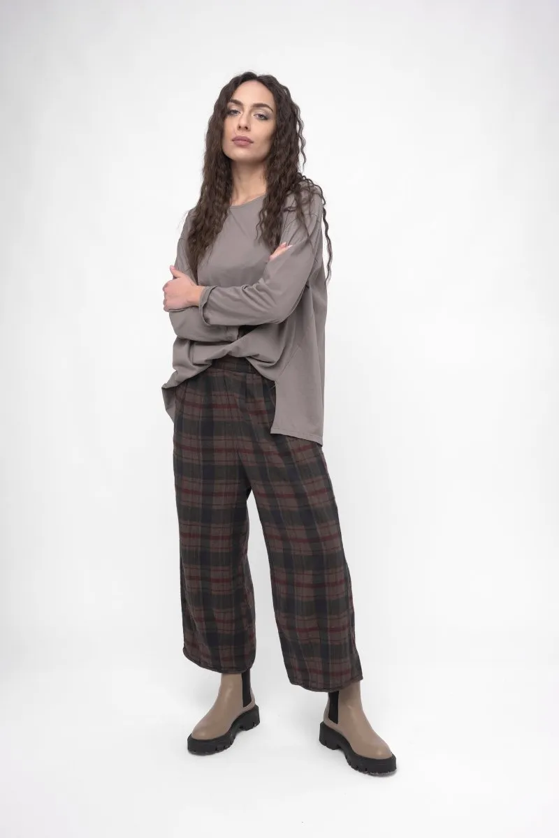 Palazzo Plaid Cotton Pant