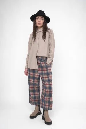 Palazzo Plaid Cotton Pant