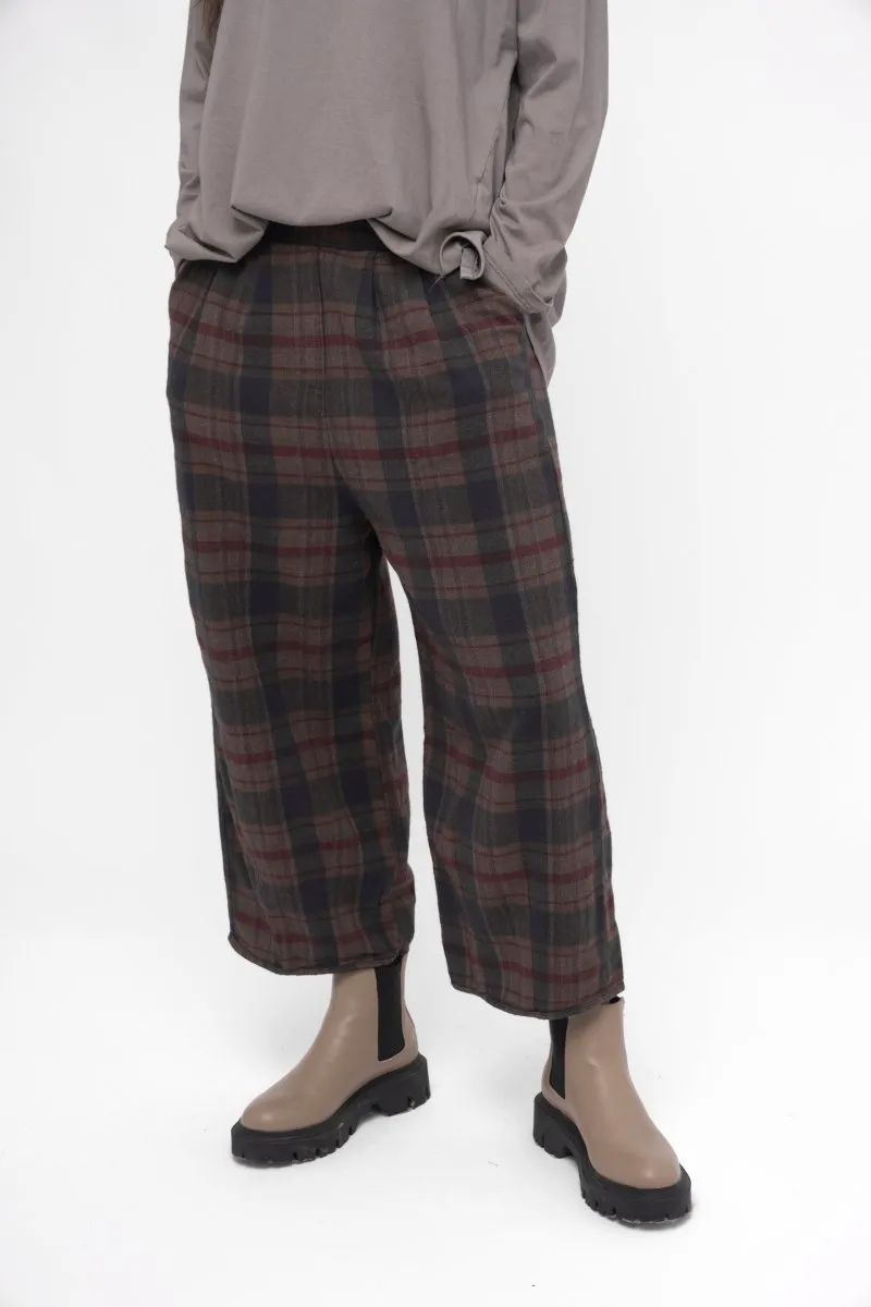 Palazzo Plaid Cotton Pant