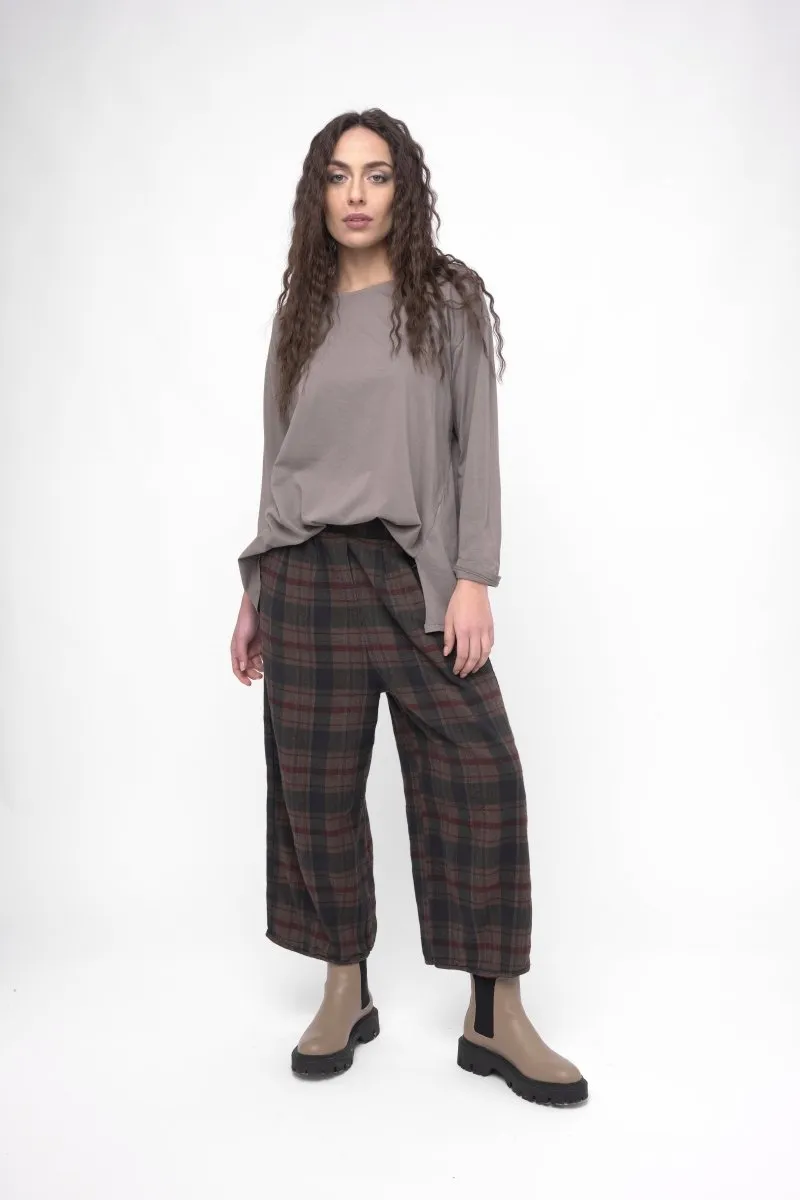 Palazzo Plaid Cotton Pant
