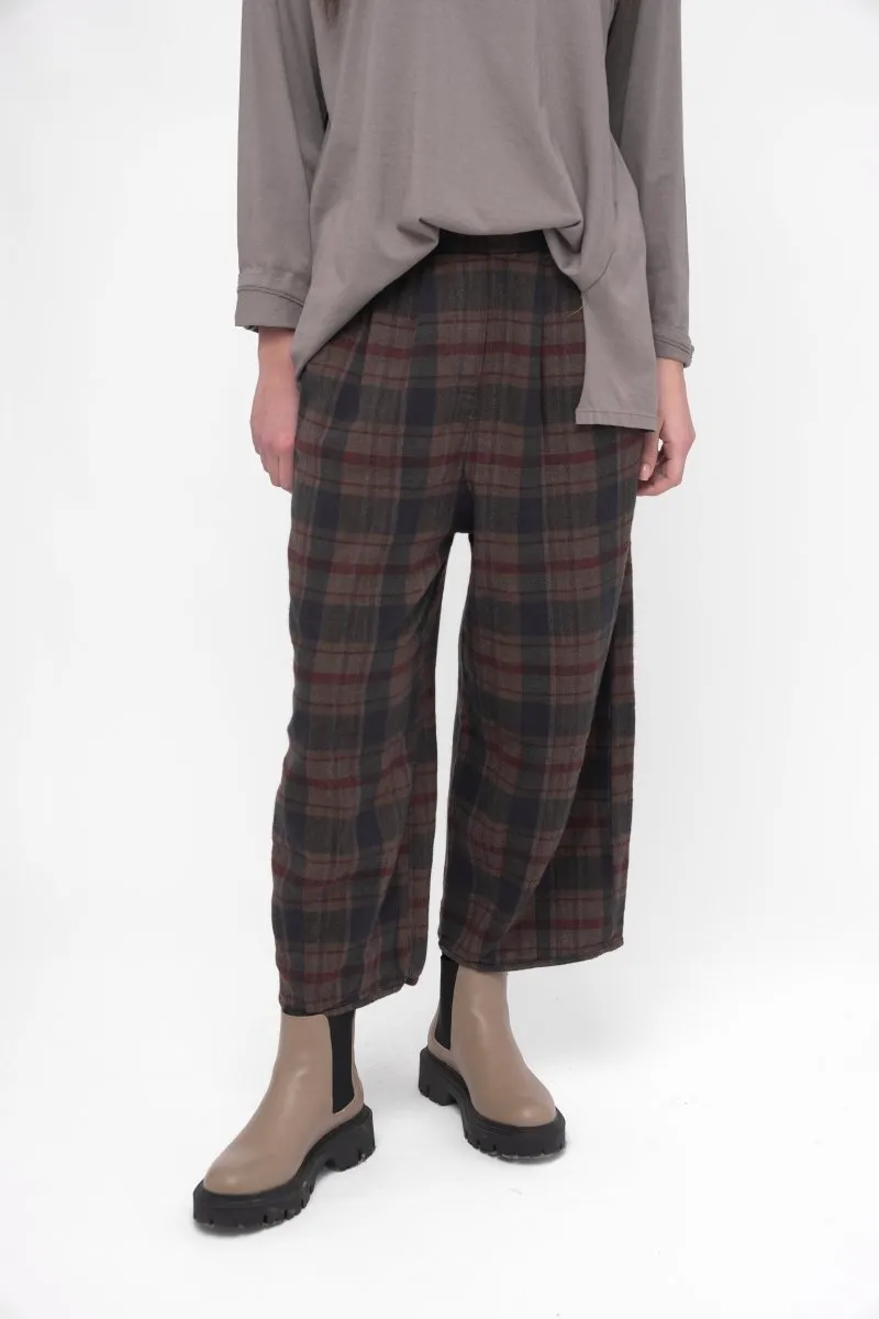 Palazzo Plaid Cotton Pant