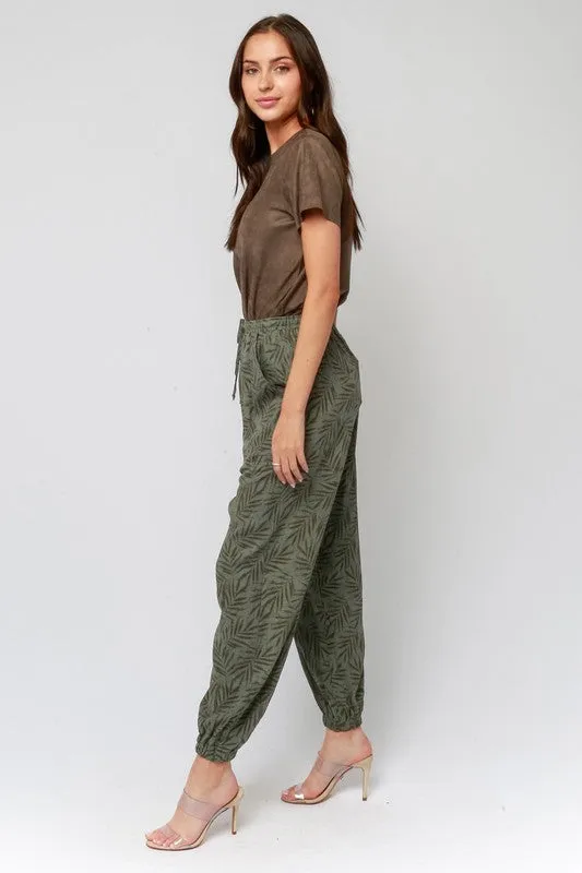 PALM PRINTED JOGGER PANTS