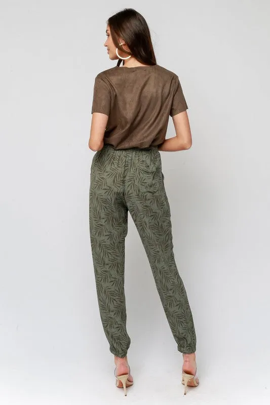 PALM PRINTED JOGGER PANTS