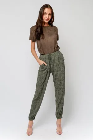 PALM PRINTED JOGGER PANTS
