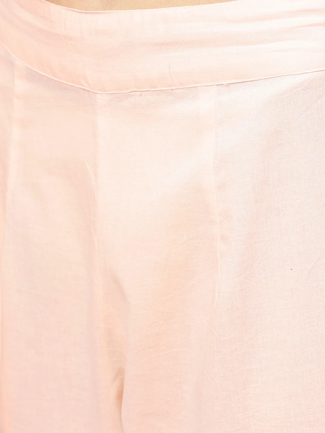 Peach Cotton Cambric Solid Pants