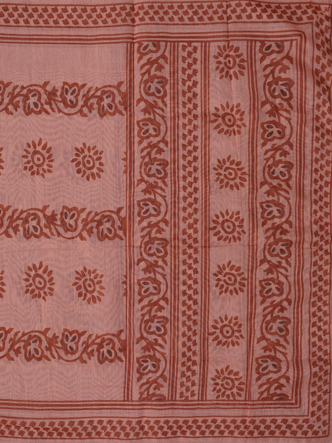 Peach Floral Printed Cotton Blend Dress Material with Dupatta