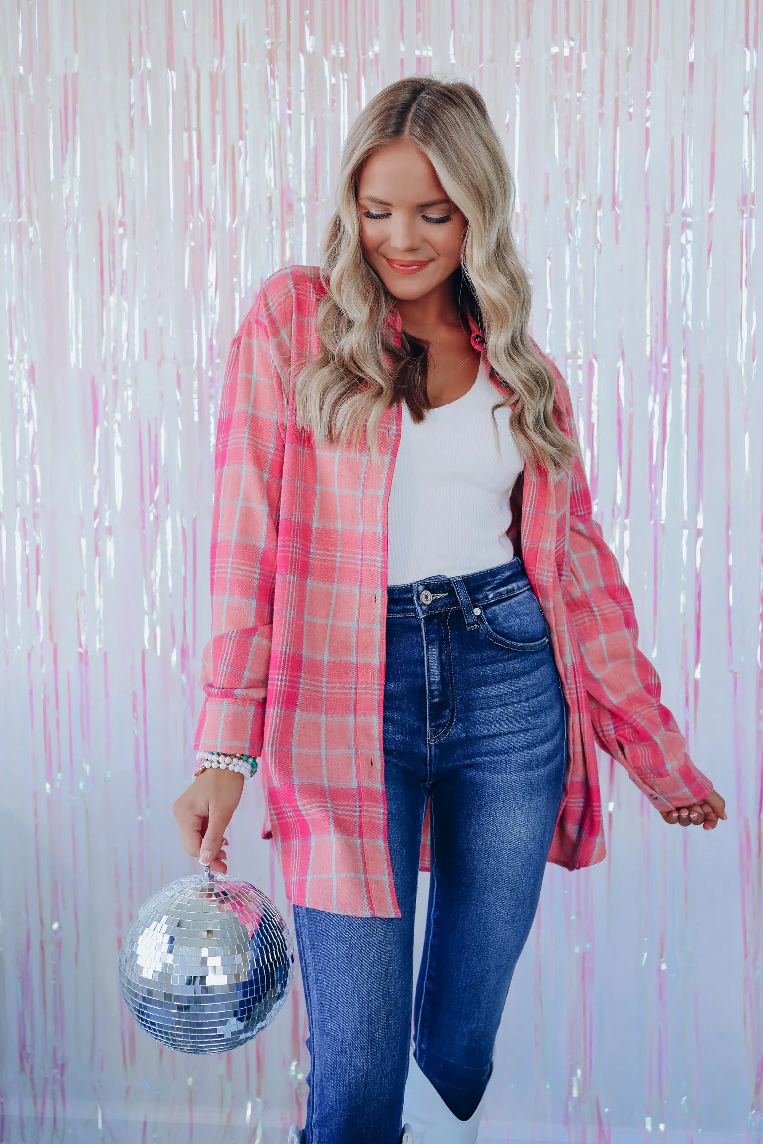 Perfect In Pink Plaid Flannel Shirt