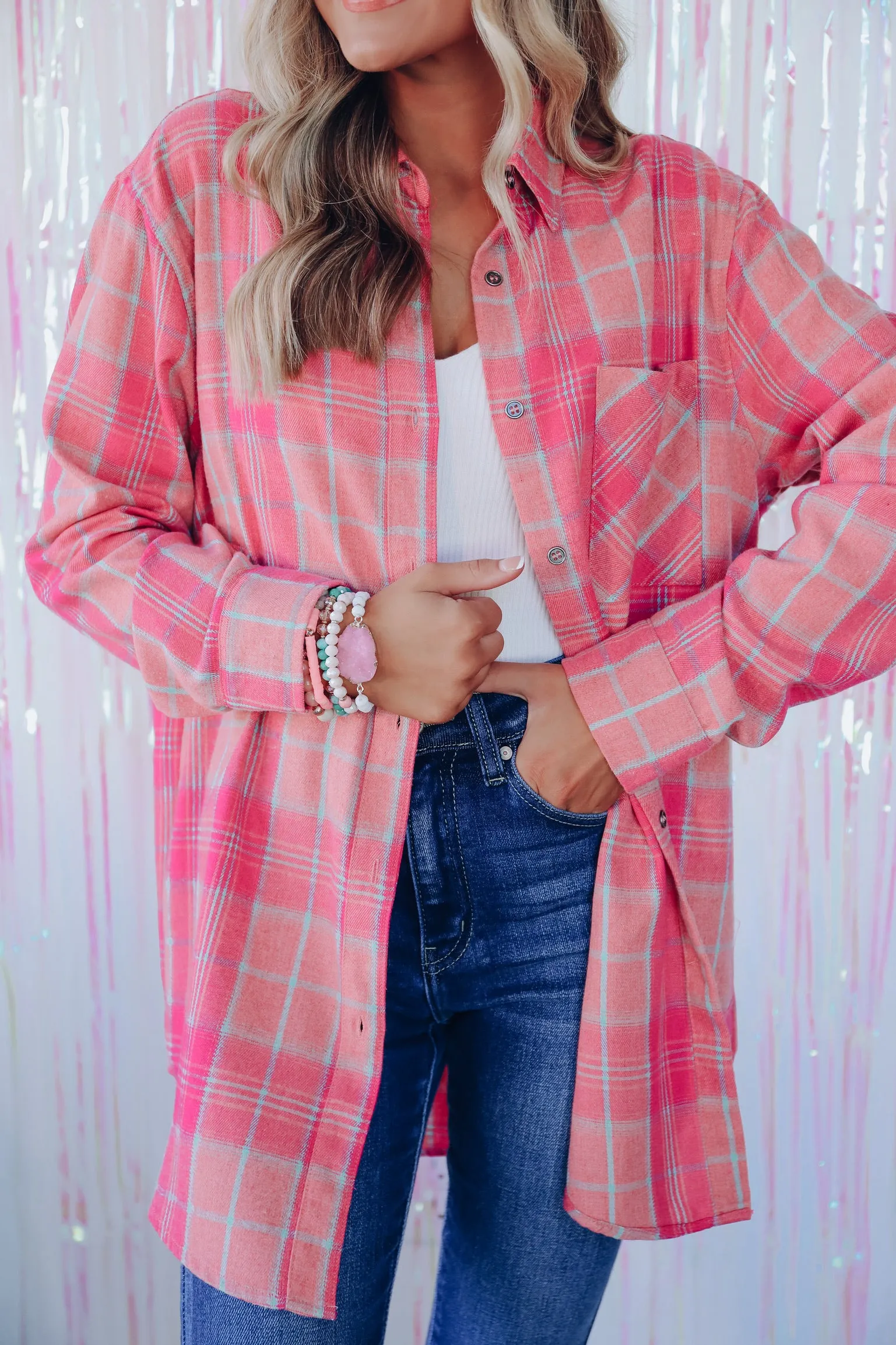 Perfect In Pink Plaid Flannel Shirt