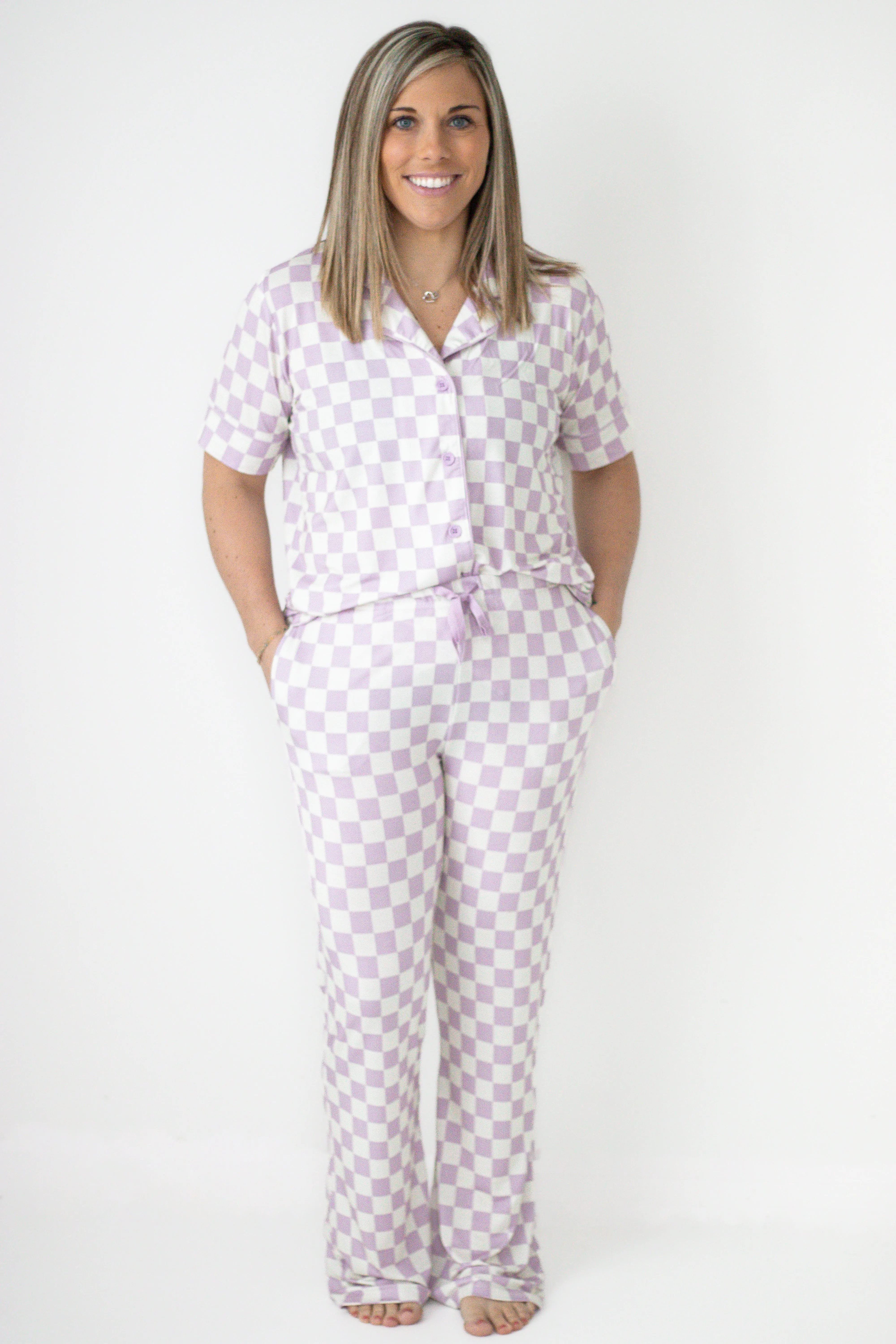 PERIWINKLE CHECKERS WOMEN'S RELAXED FLARE DREAM SET