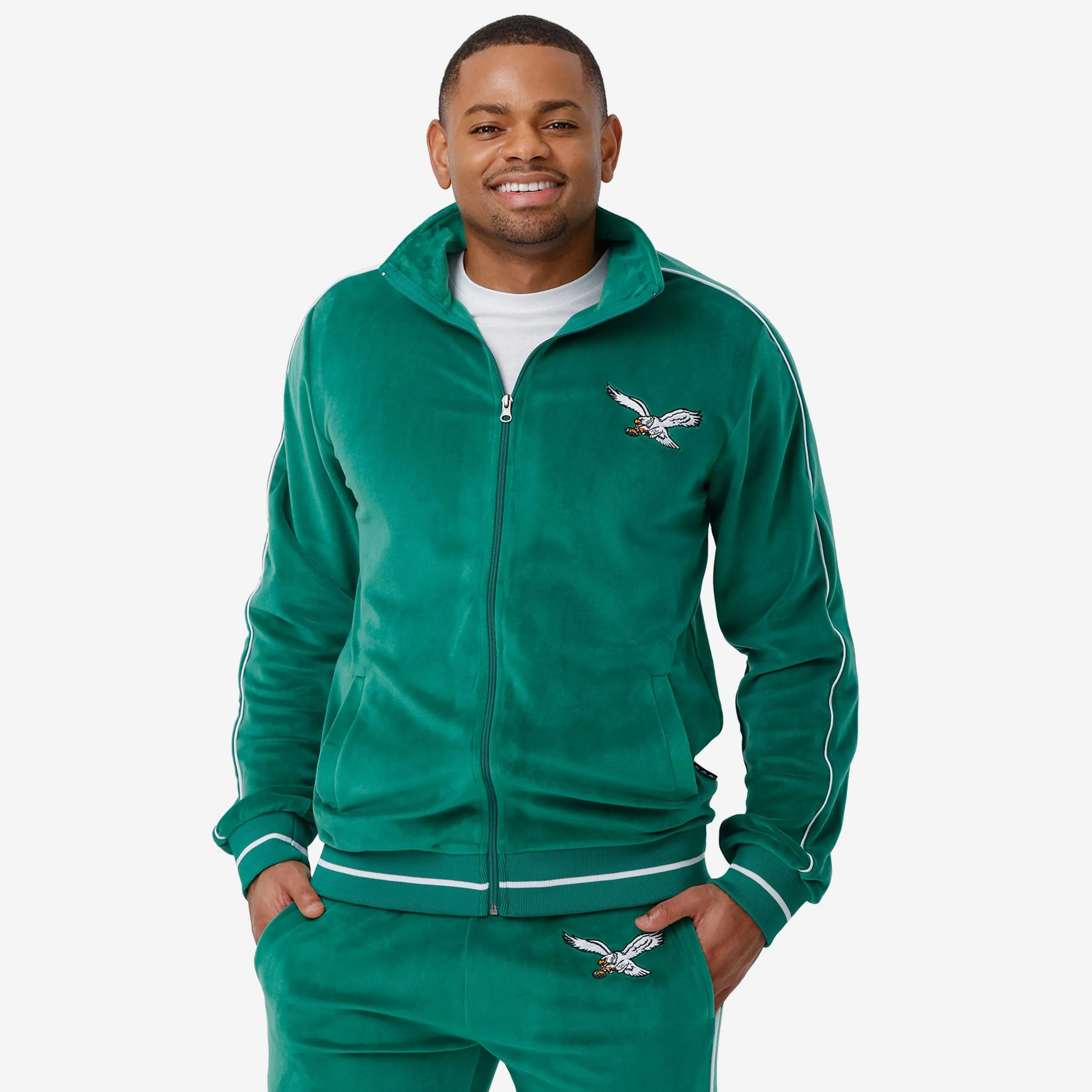 Philadelphia Eagles Kelly Green Velour Zip Up Top