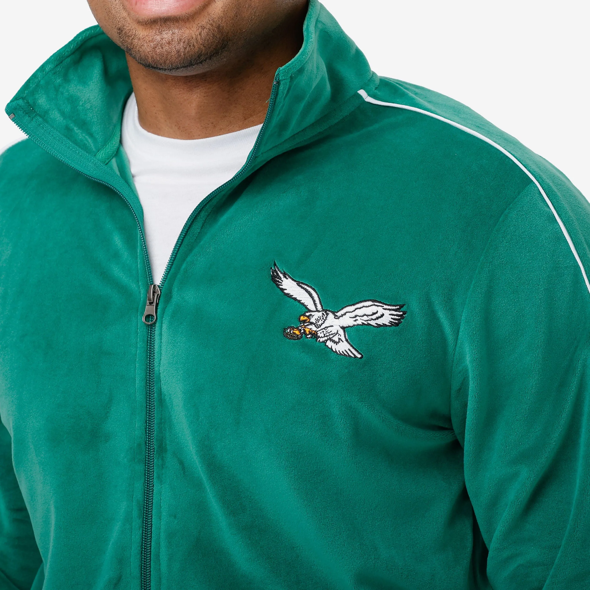Philadelphia Eagles Kelly Green Velour Zip Up Top