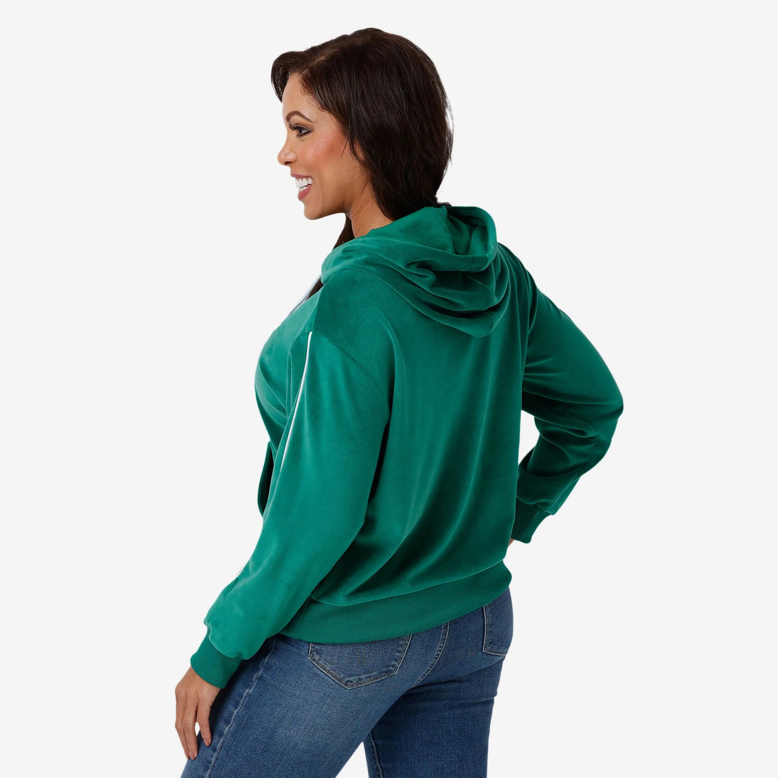 Philadelphia Eagles Womens Kelly Green Velour Hooded Sweatshirt