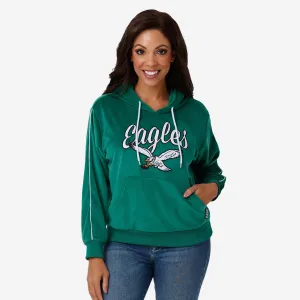 Philadelphia Eagles Womens Kelly Green Velour Hooded Sweatshirt