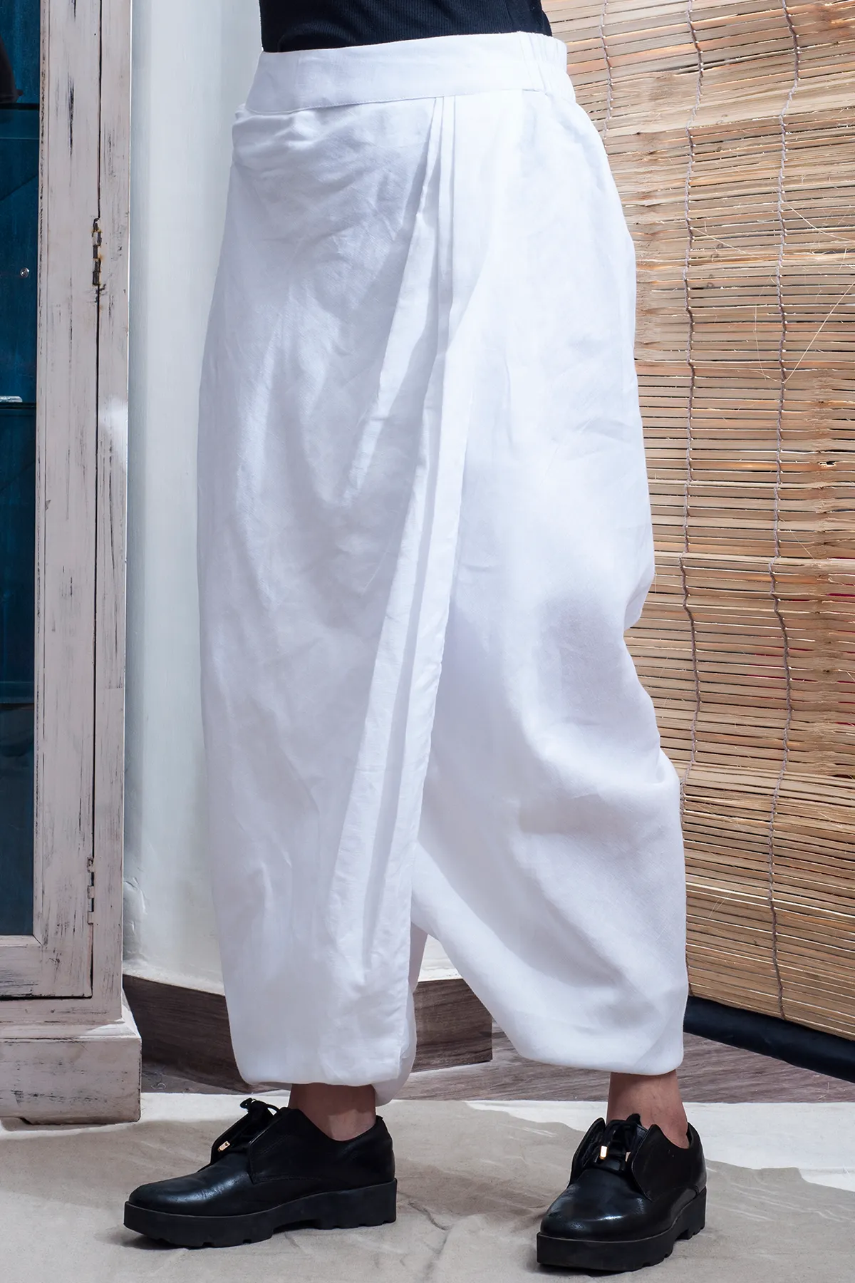 Philly- White Overlap Dhoti Pants