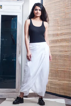 Philly- White Overlap Dhoti Pants