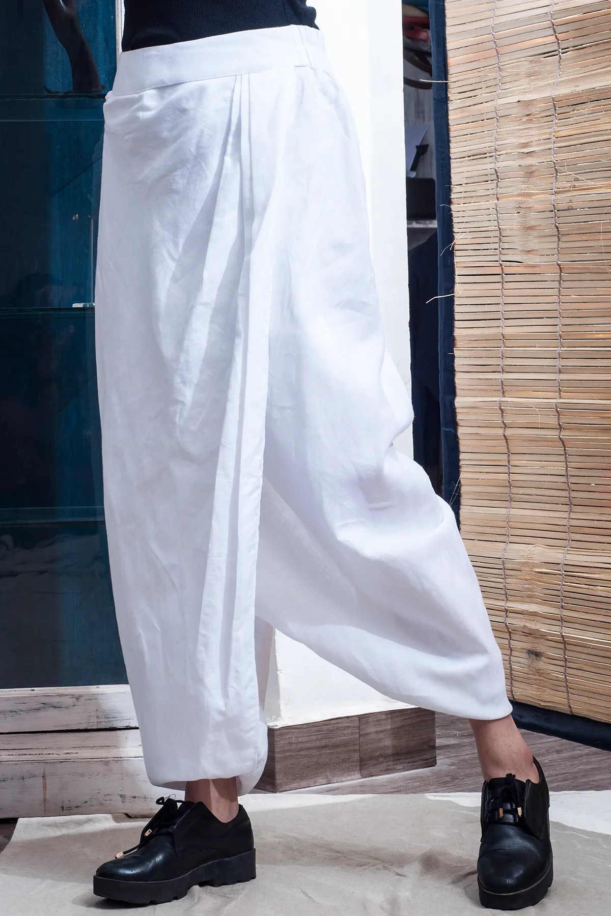 Philly- White Overlap Dhoti Pants