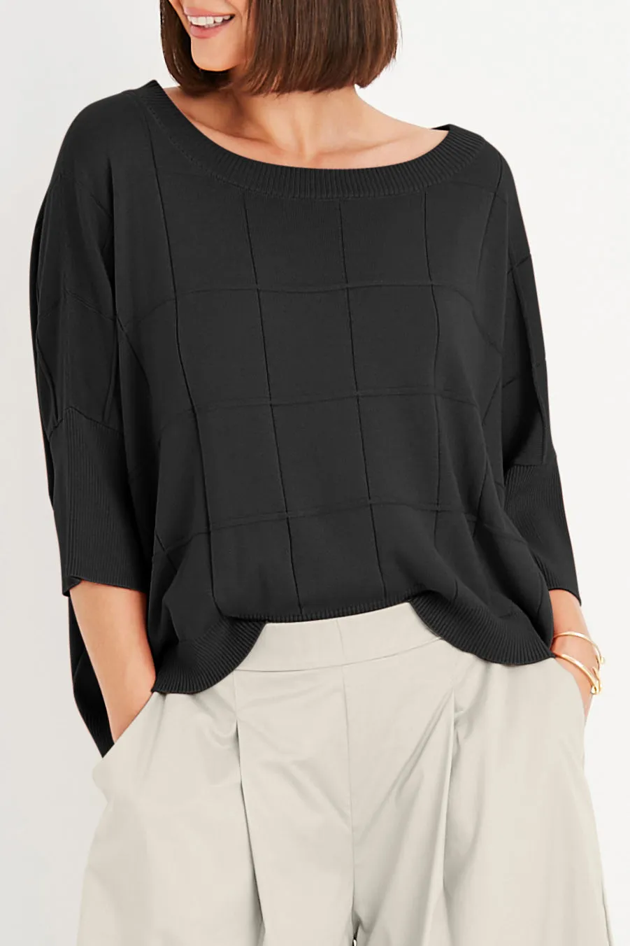 Pima Cotton Boxes Crewneck Sweater