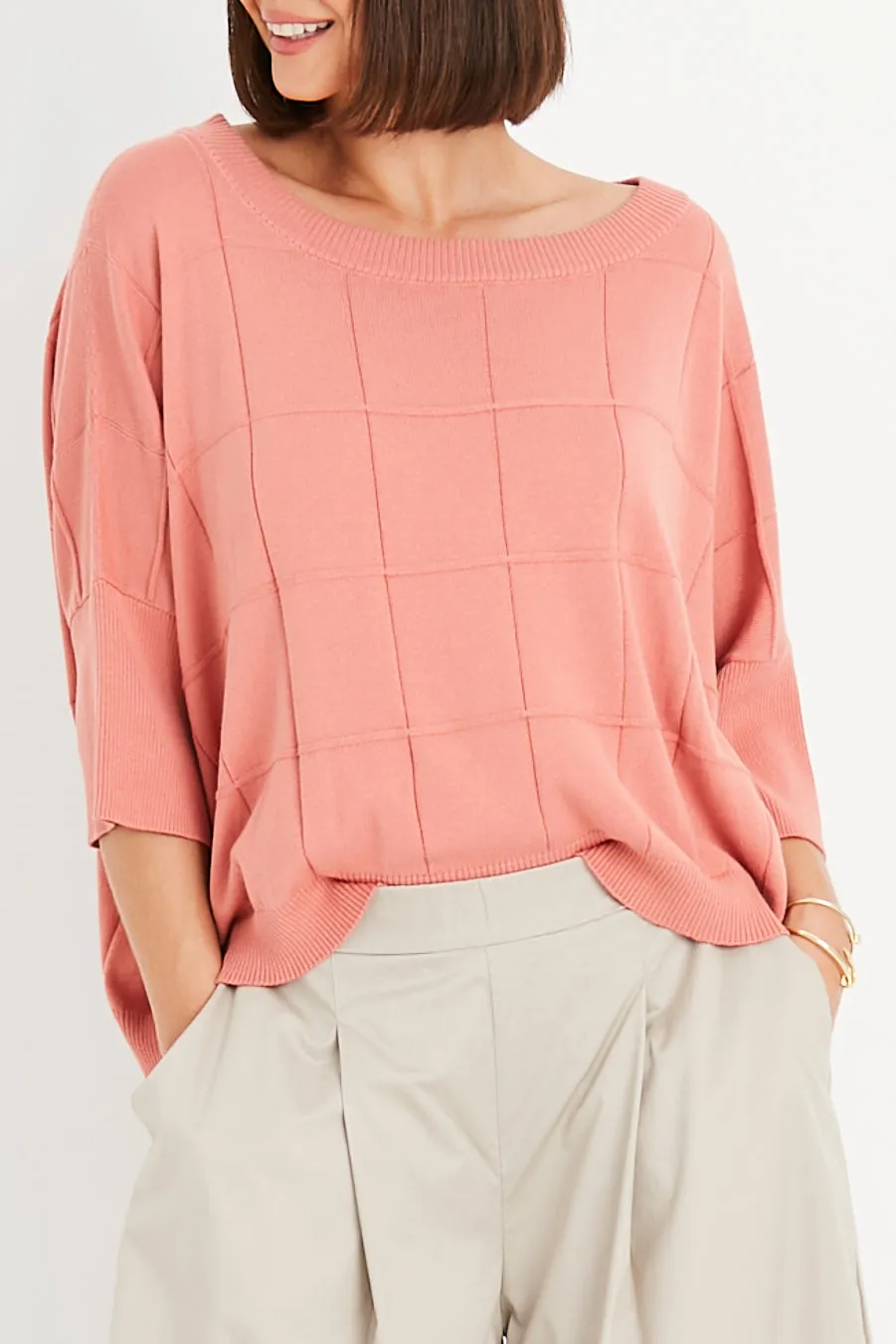 Pima Cotton Boxes Crewneck Sweater