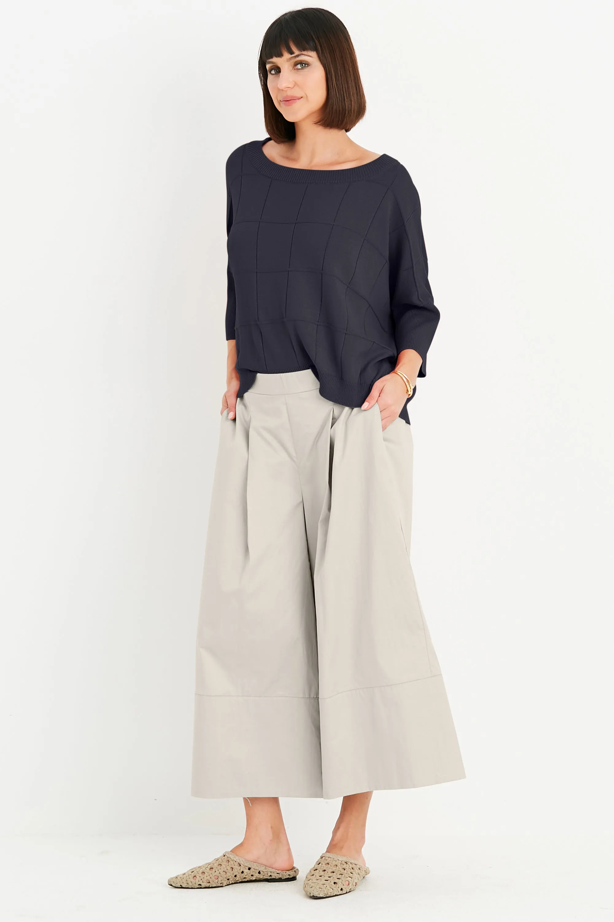 Pima Cotton Boxes Crewneck Sweater