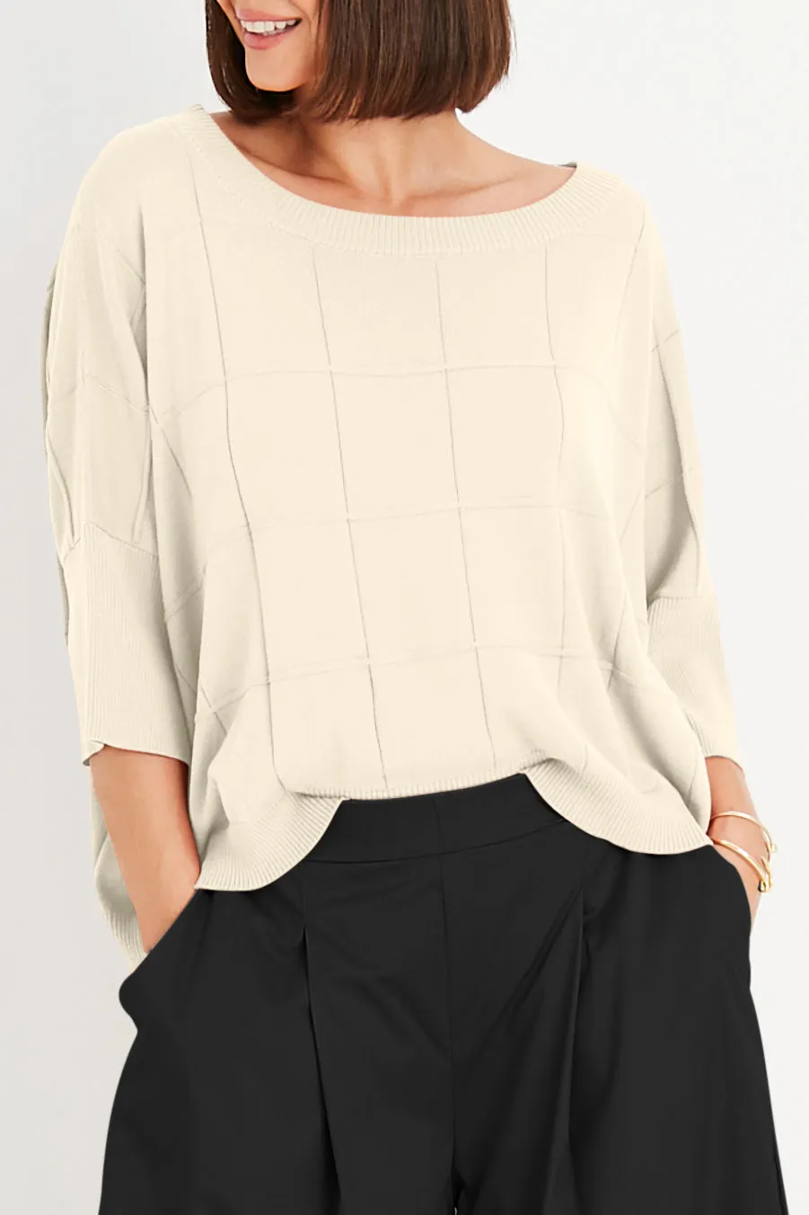 Pima Cotton Boxes Crewneck Sweater