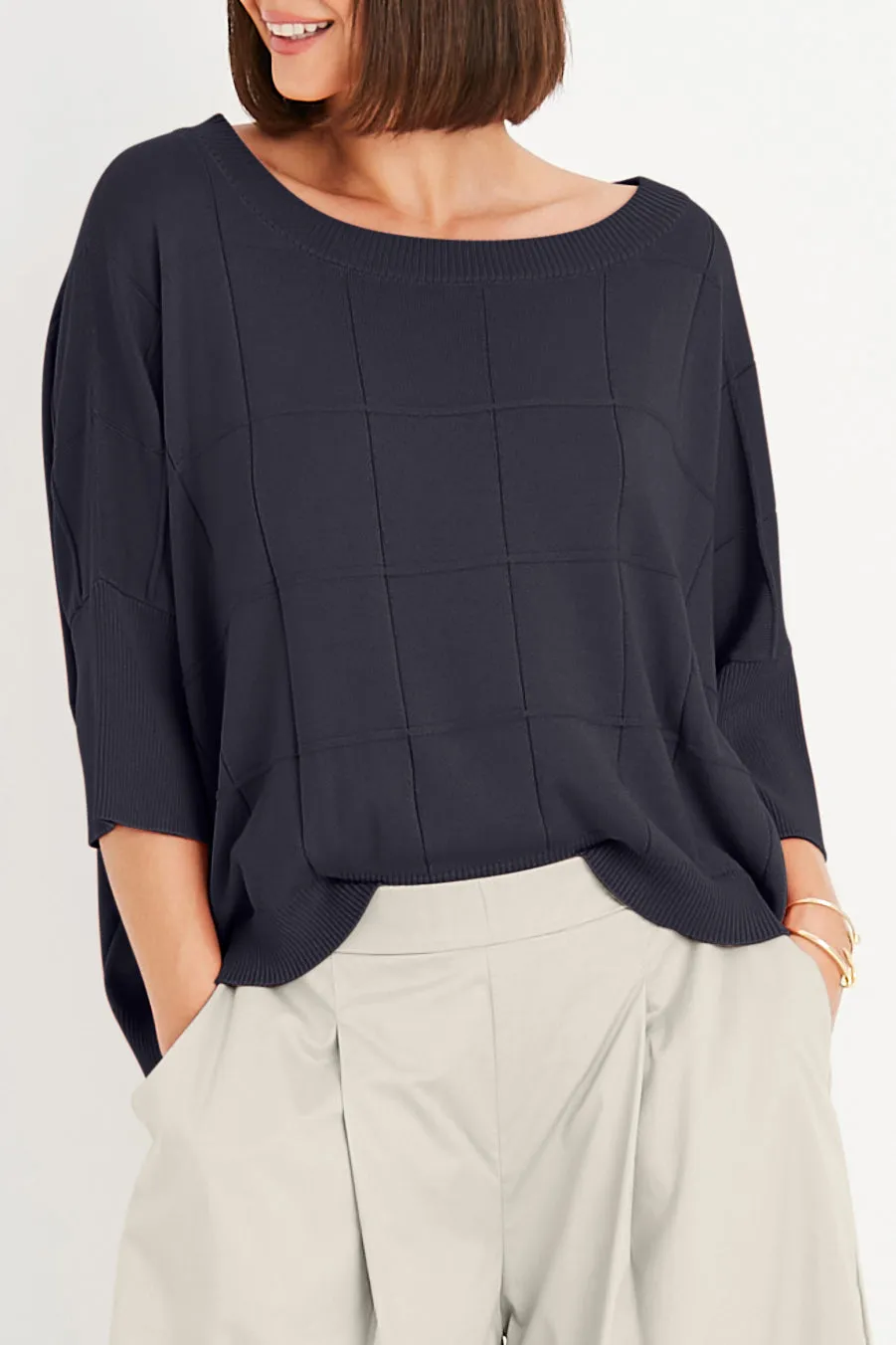 Pima Cotton Boxes Crewneck Sweater