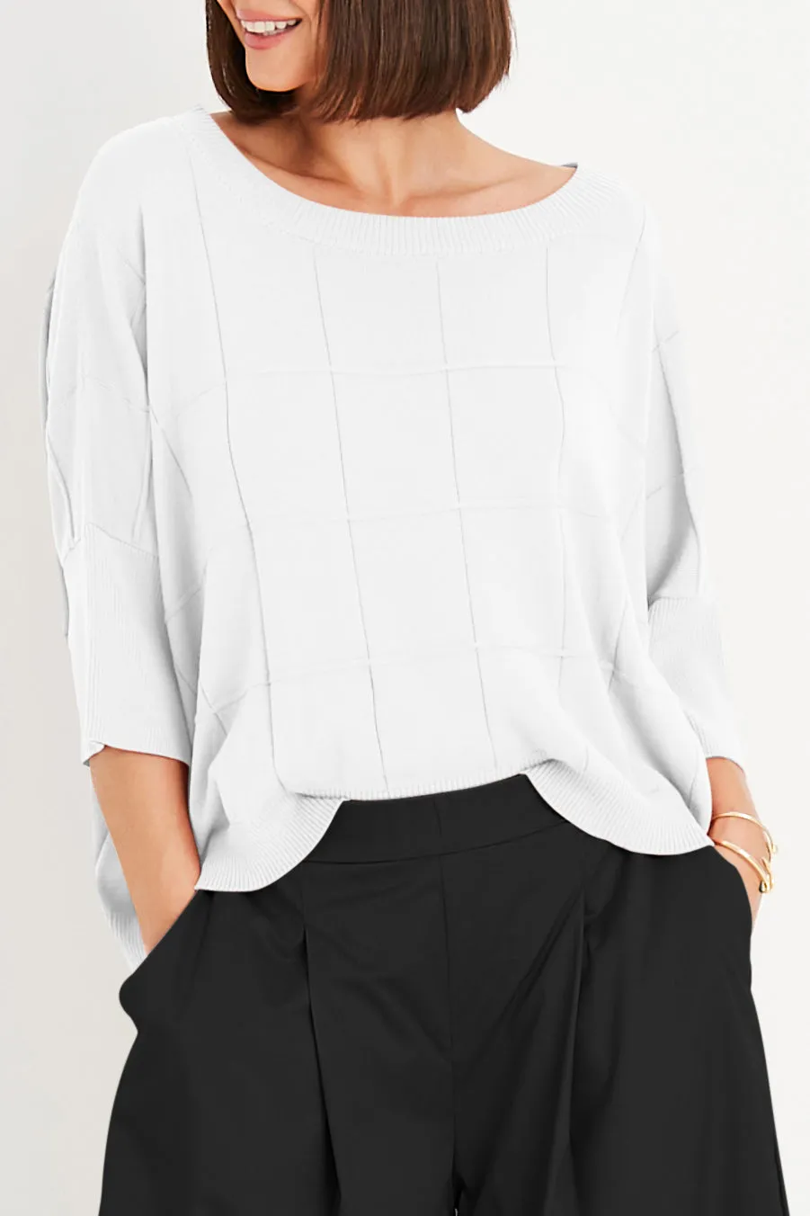 Pima Cotton Boxes Crewneck Sweater