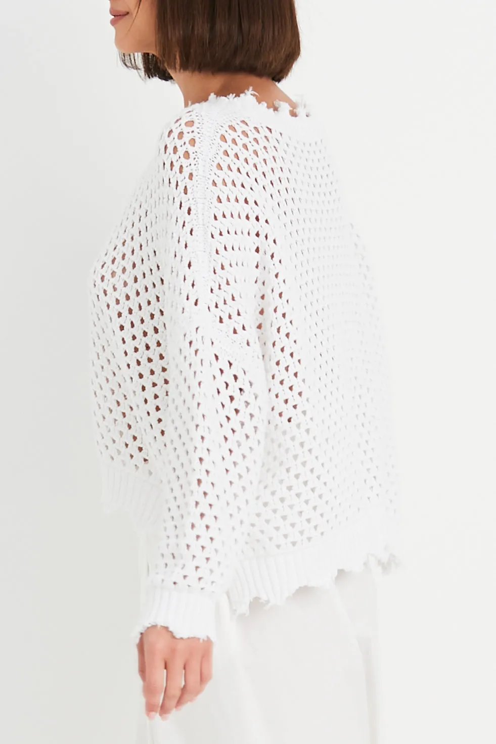 Pima Cotton Hamptons Crewneck Crochet Sweater