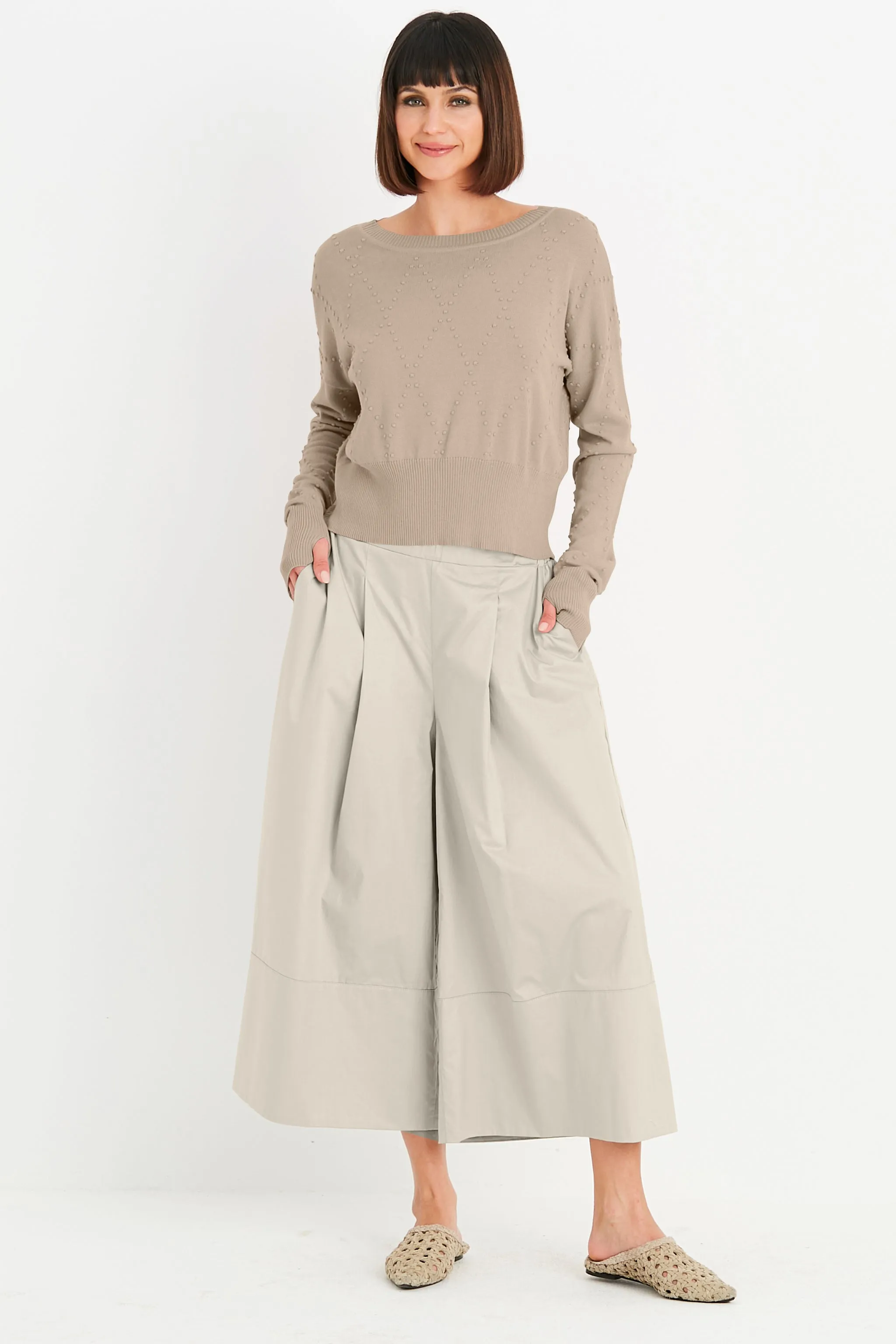 Pima Cotton Swiss Dot Crewneck Sweater