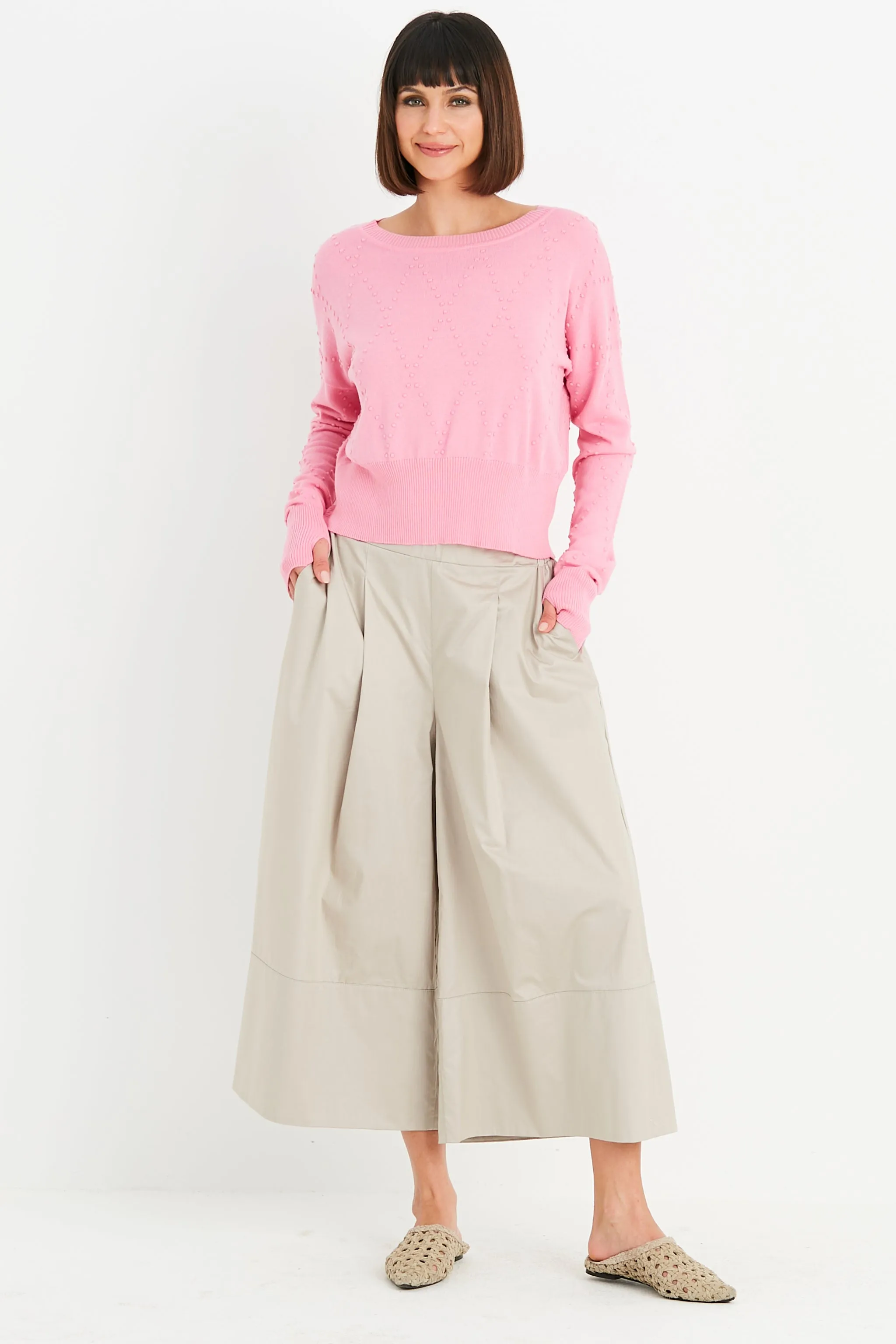 Pima Cotton Swiss Dot Crewneck Sweater