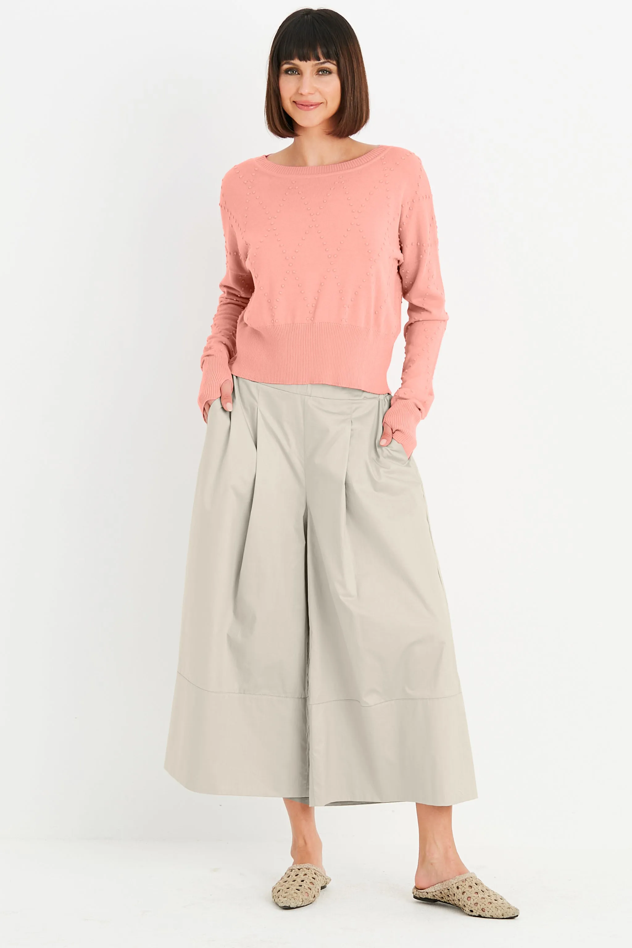 Pima Cotton Swiss Dot Crewneck Sweater