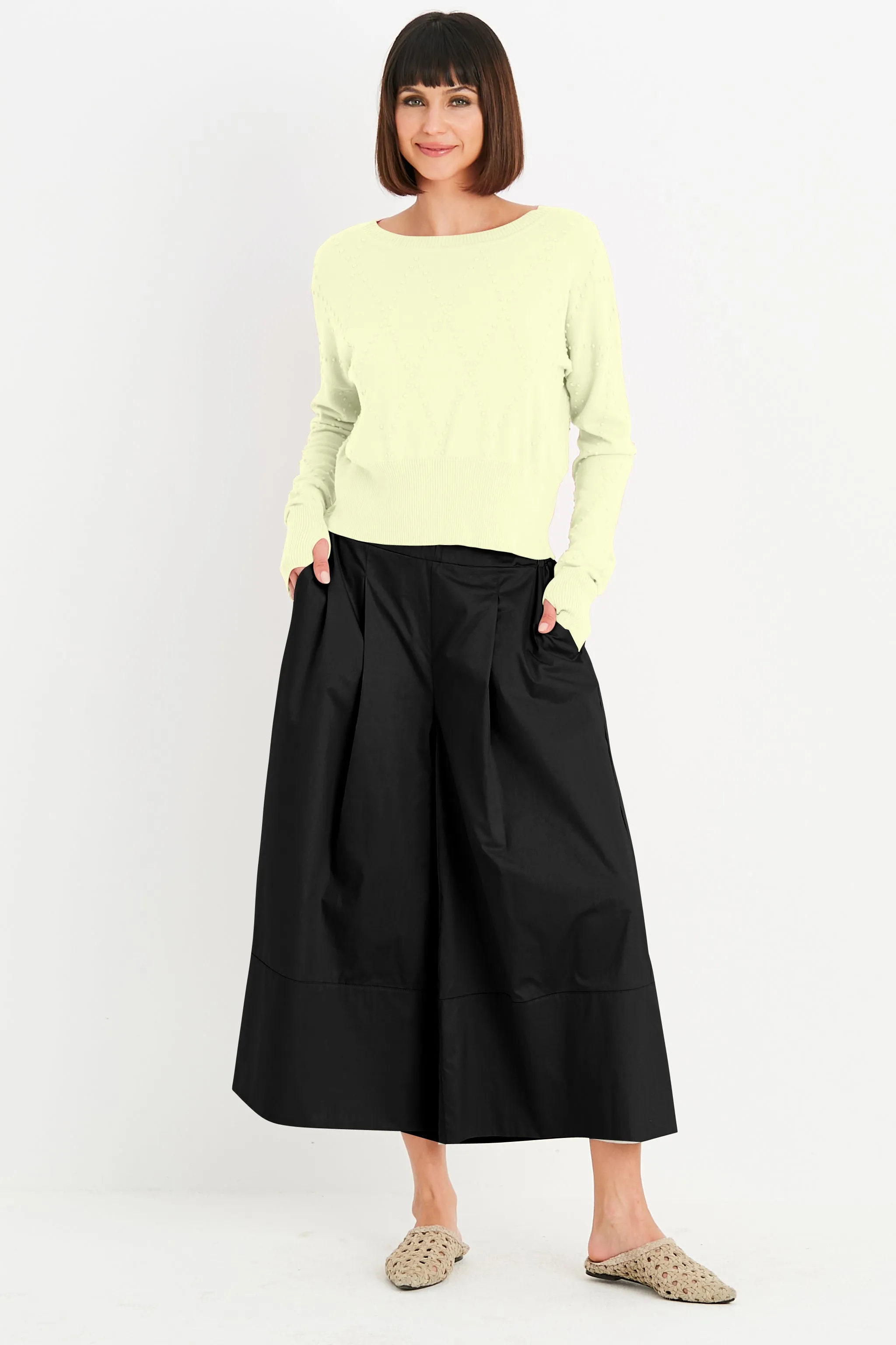 Pima Cotton Swiss Dot Crewneck Sweater