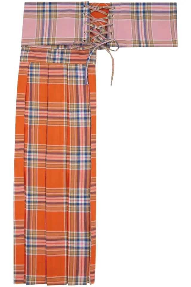 PINK-ORANGE PLAID KELLY BELT