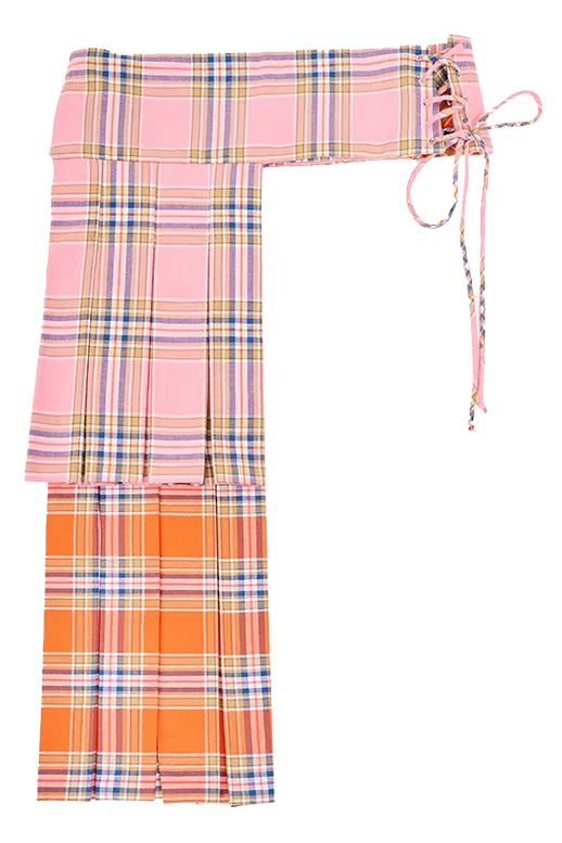 PINK-ORANGE PLAID KELLY BELT