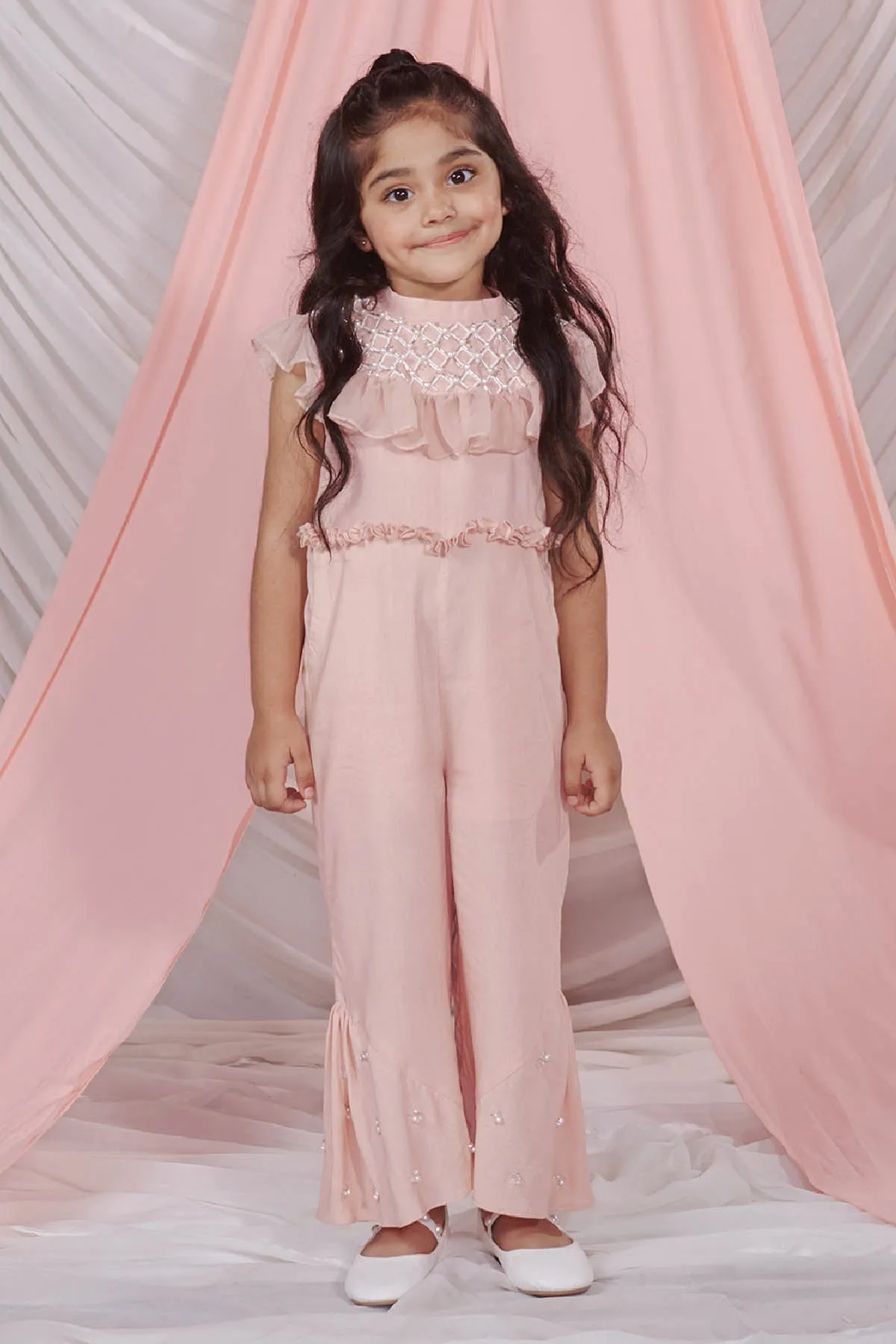 Pink Pearl Embroidered Jumpsuit