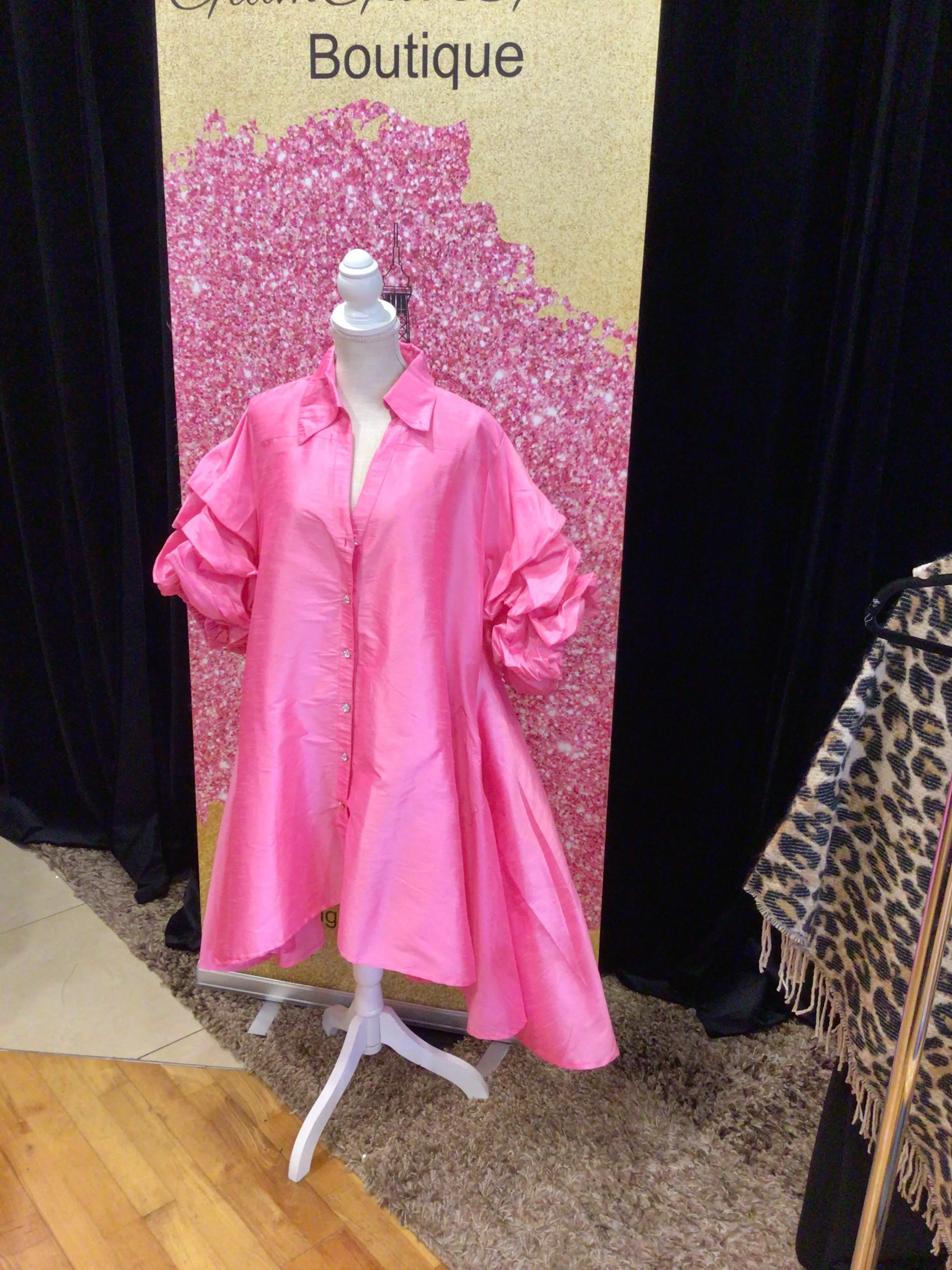Pink Puffy Sleeves High Low Dress