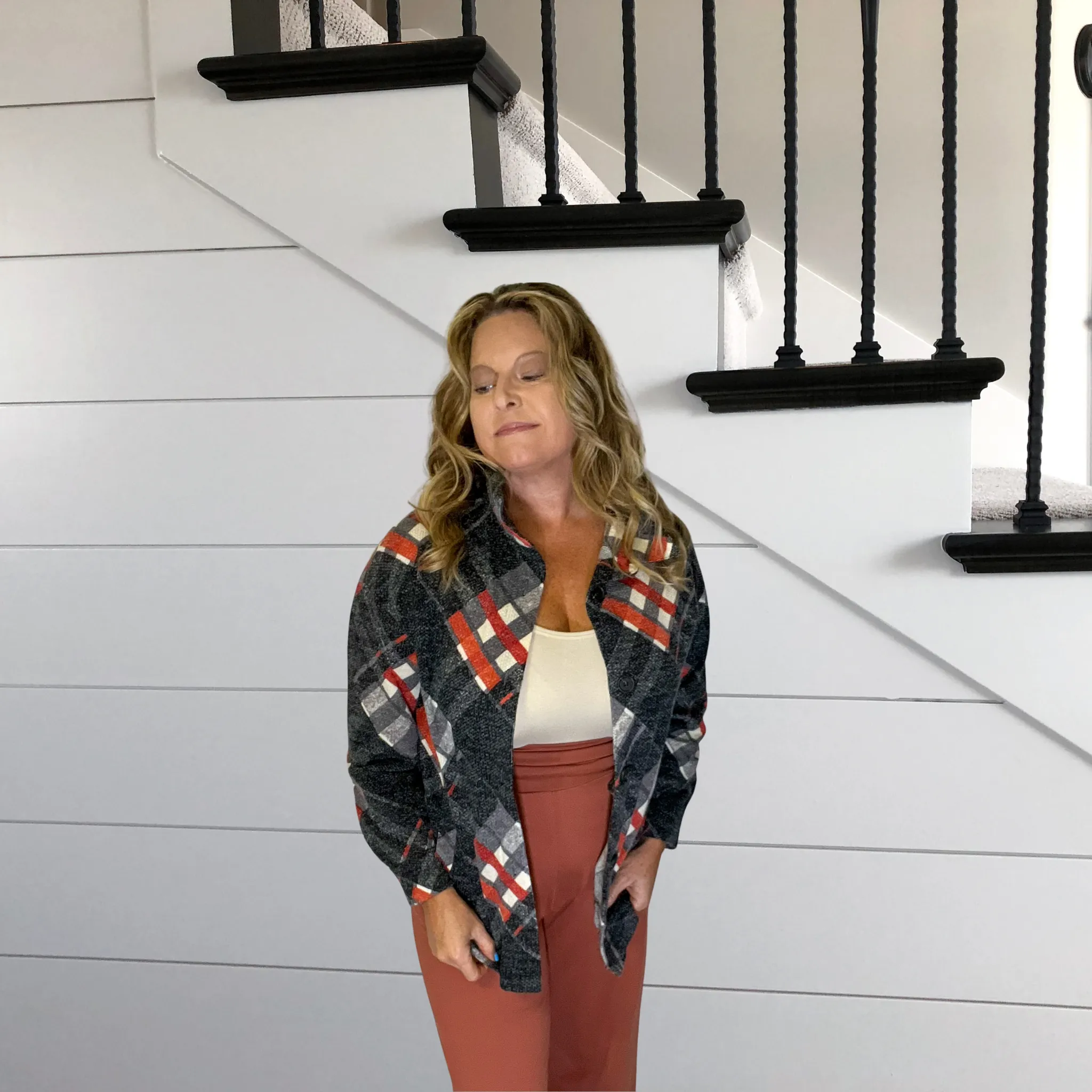 Plaid at the Beach Pocket Button Down Shacket | Cottage Beach